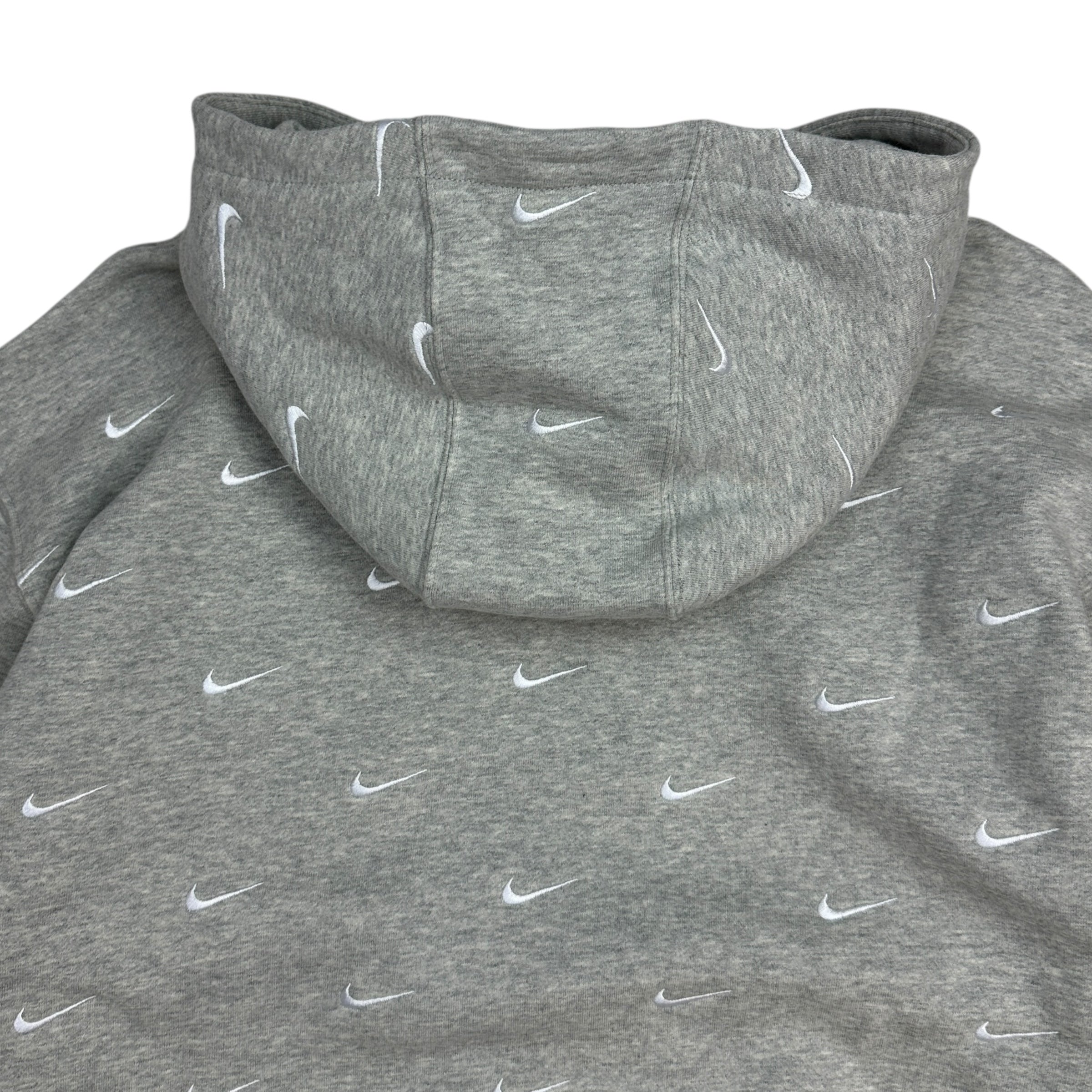 Nike NRG All Over Swoosh Logo Hoodie Grey