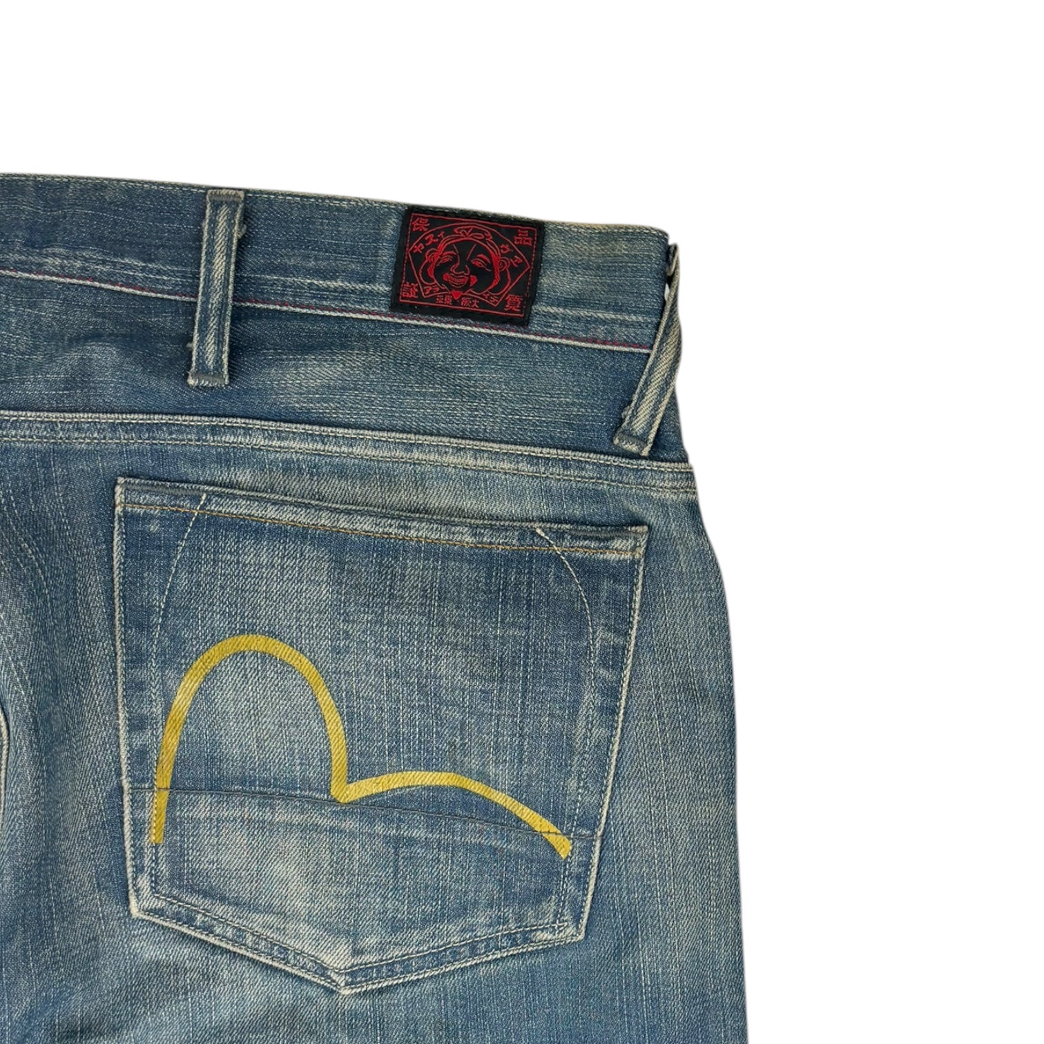 Vintage Y2K Evisu Yellow Seagull Denim Pant Medium Wash