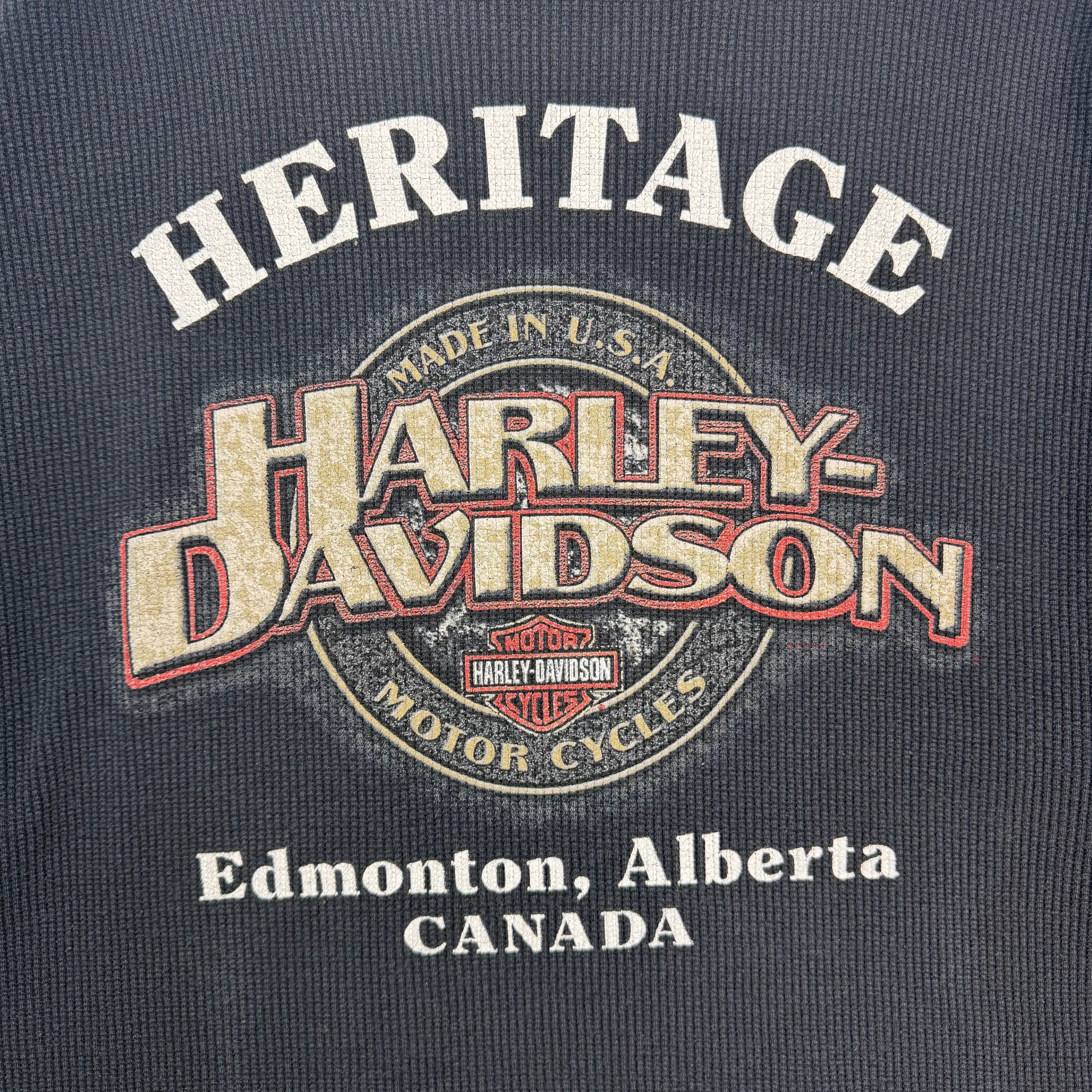 Vintage Harley Davidson Edmonton Flame Thermal Longsleeve Black