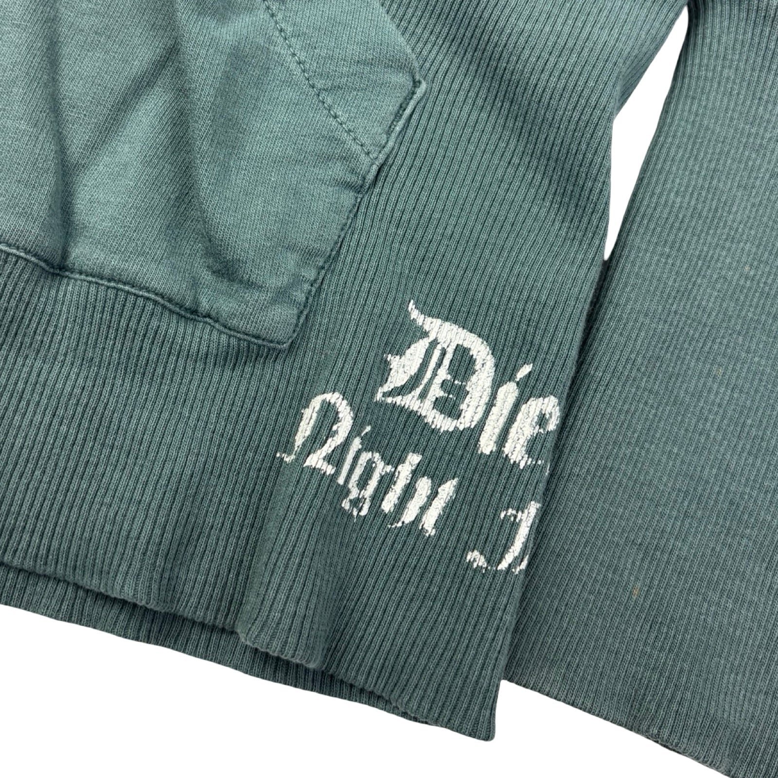 (W) Vintage Y2K Diesel Blue Panther Tour Souvenir Cropped Full-Zip Hoodie Teal