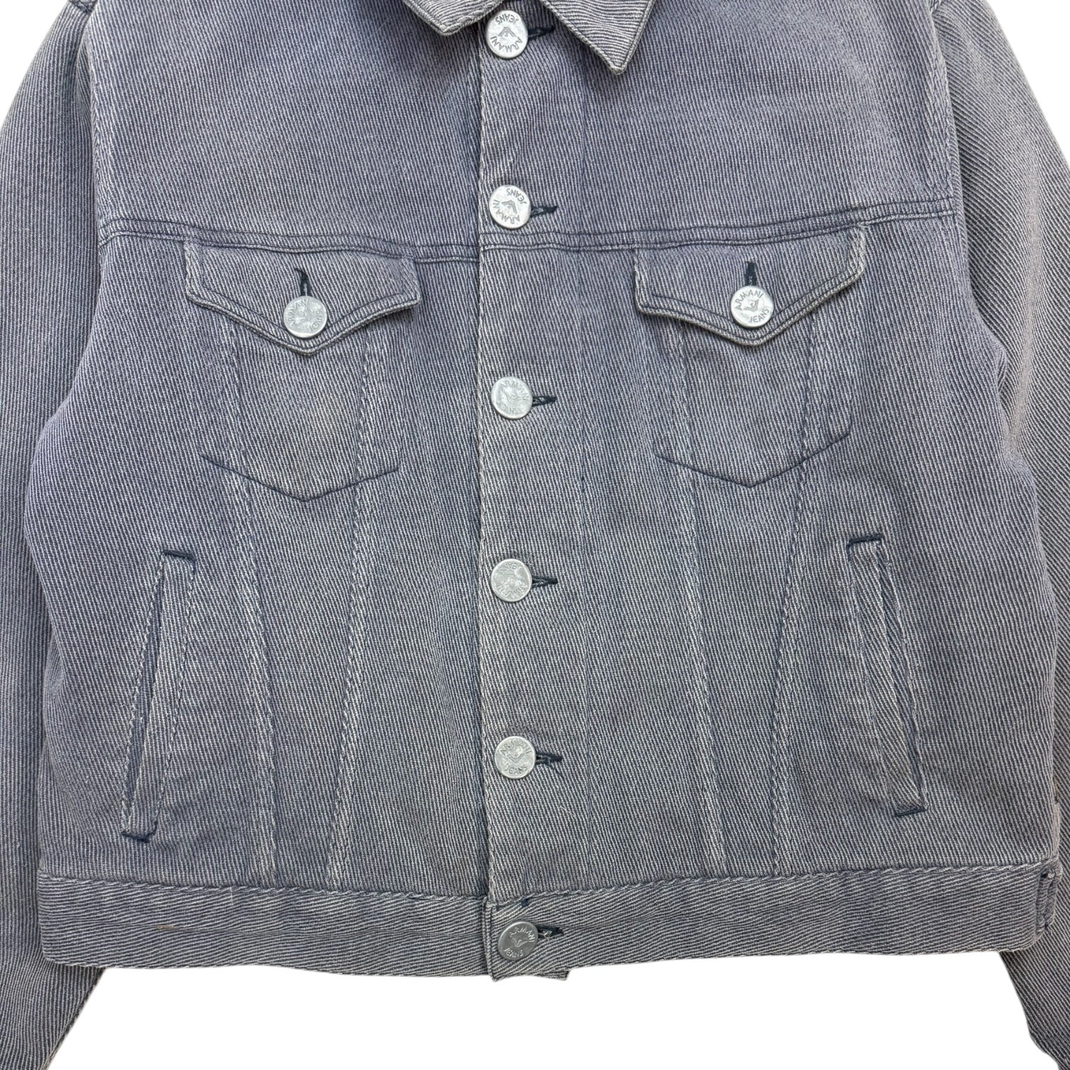 Vintage Armani Jeans Quilted Trucker Jacket Grey