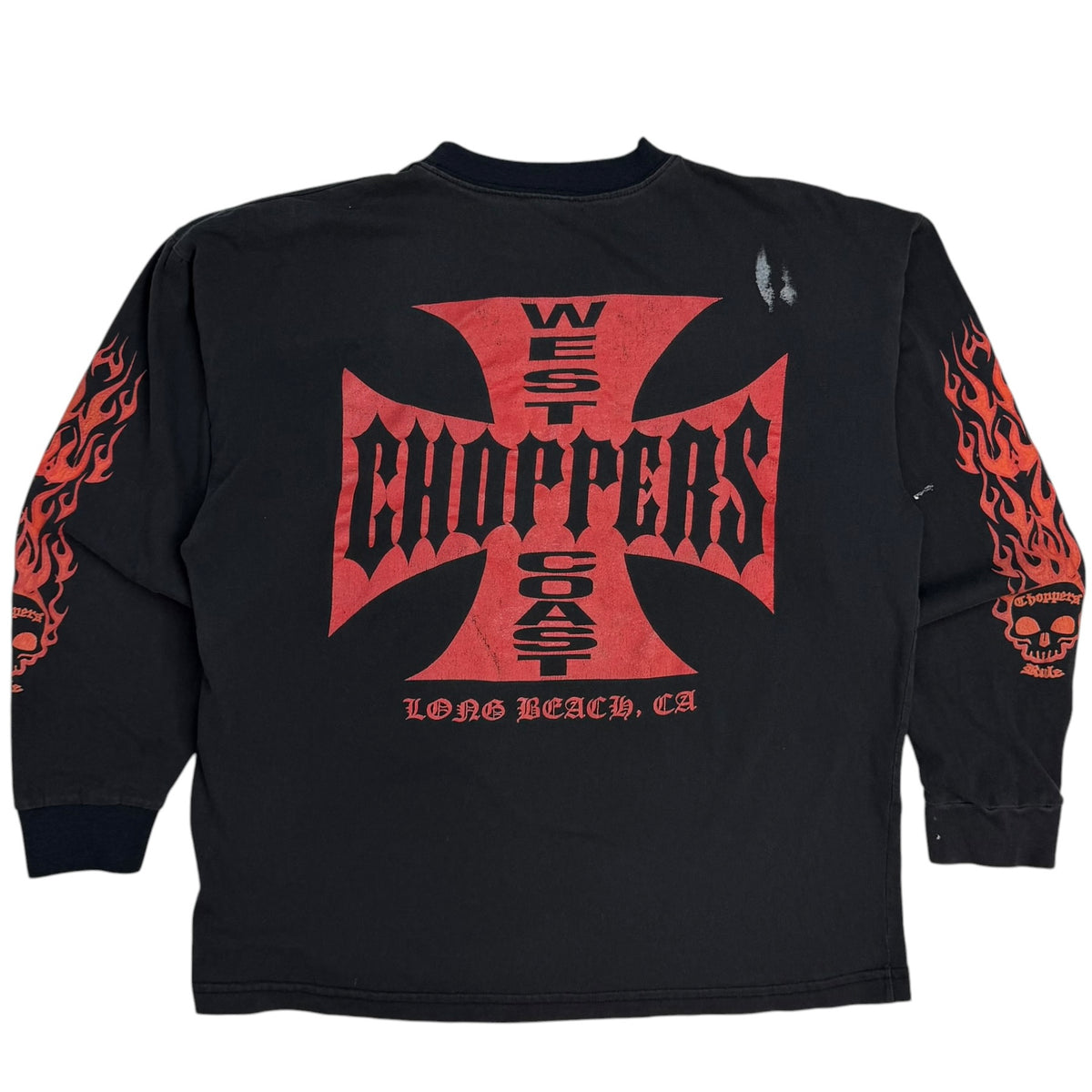 Vintage West Coast Choppers Long Beach Flame Skull Longsleeve Black