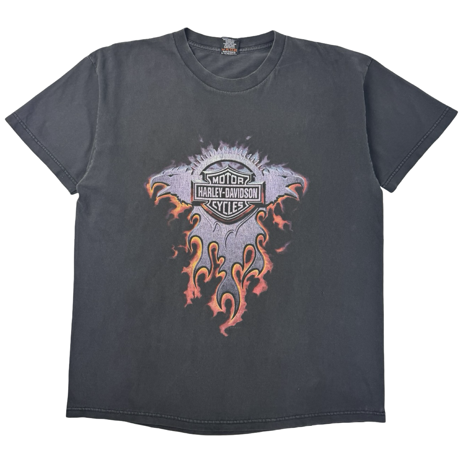 2009 Harley Davidson Flame Eagle T-Shirt Faded Black