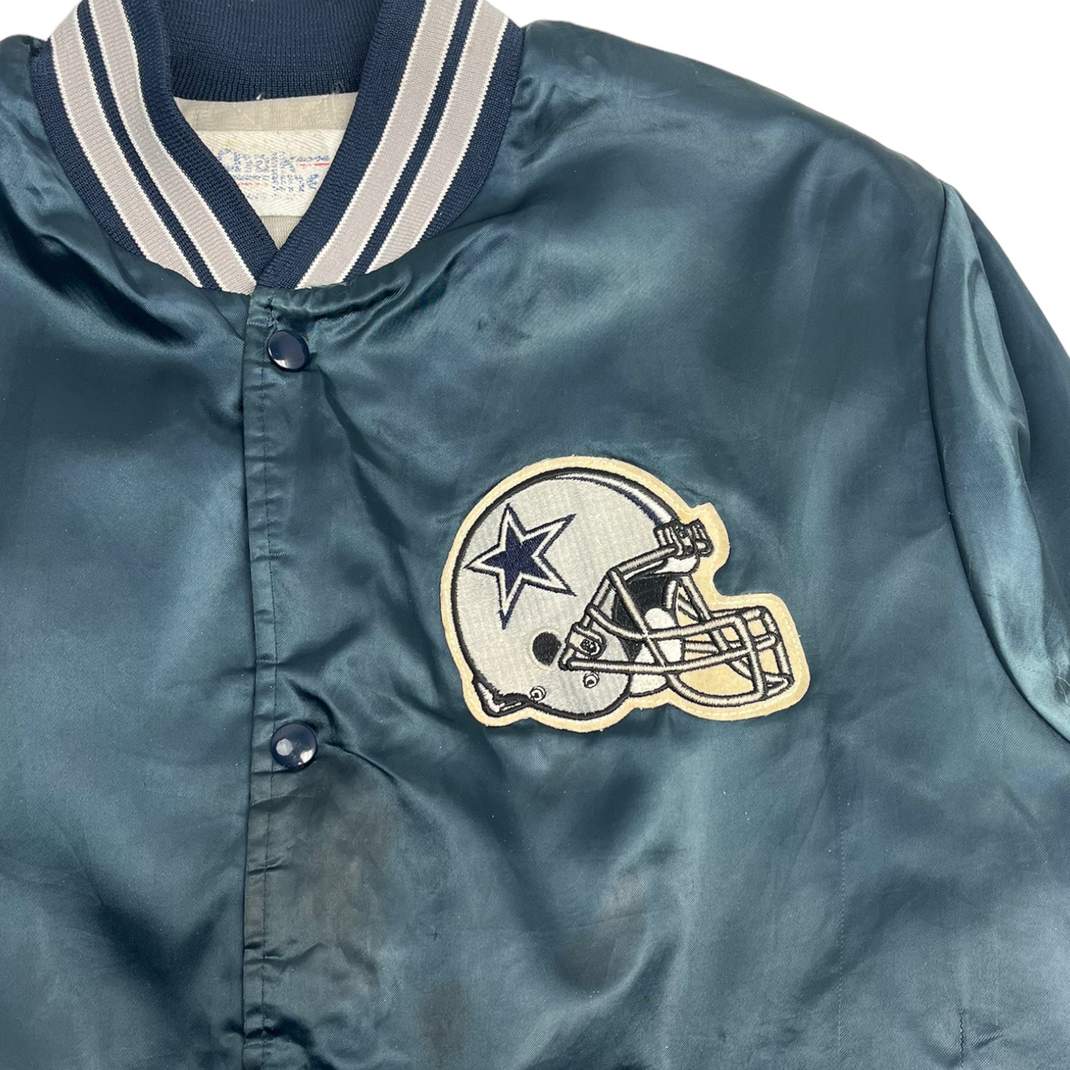 Vintage Dallas Cowboys Chalk Line Satin Bomber Jacket
