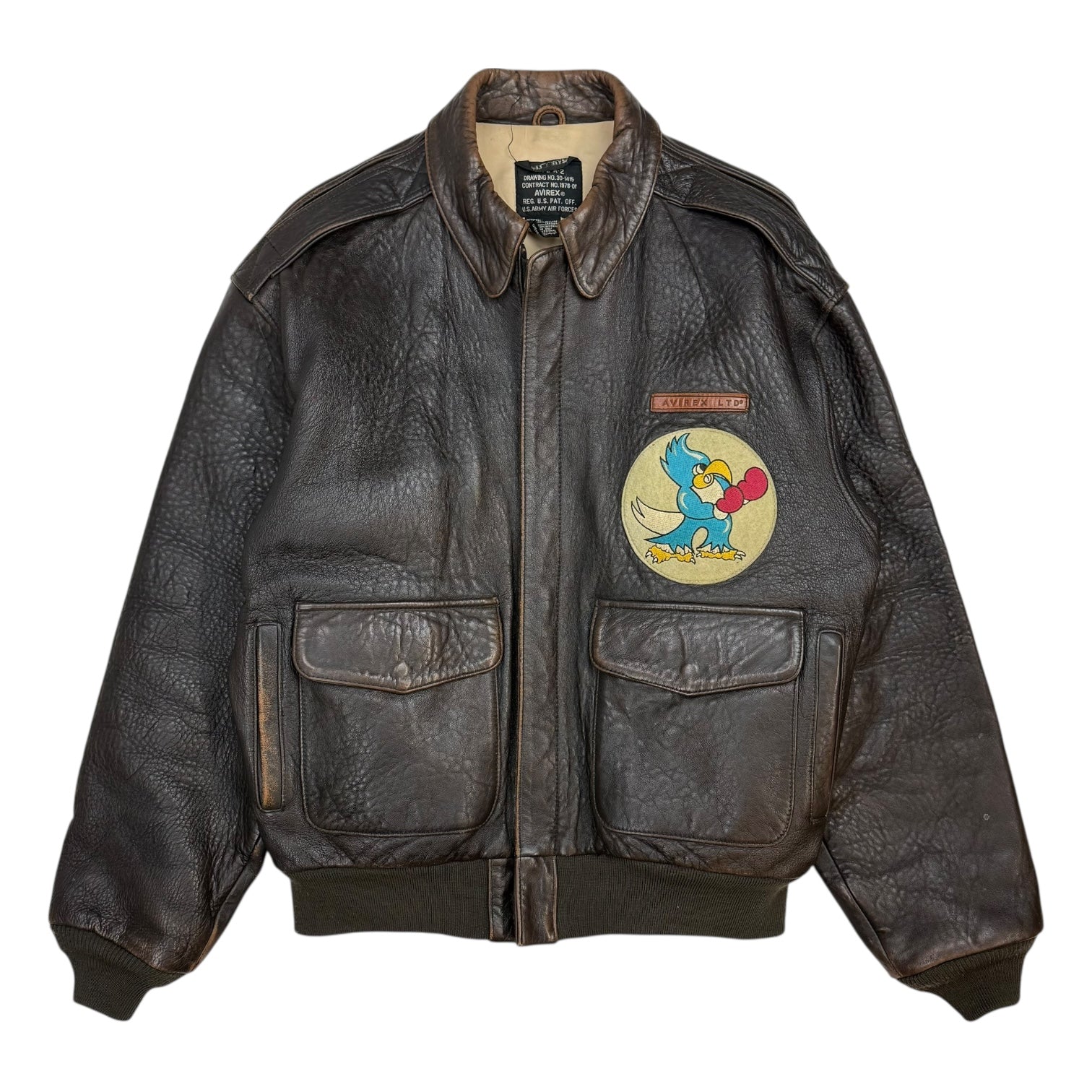 Vintage Avirex Type A-2 Leather Bomber Jacket Brown