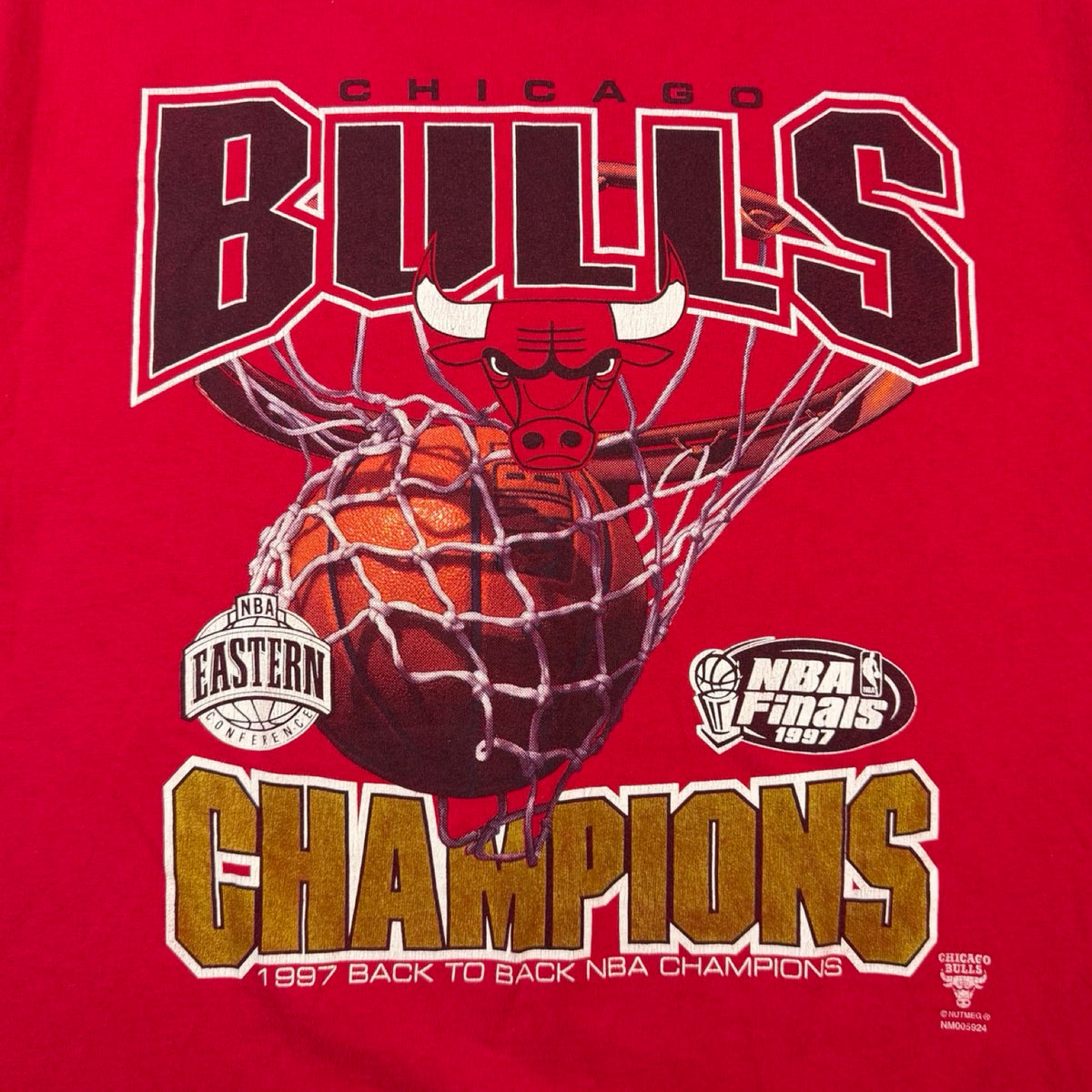 1997  Champions Chicago Bulls NBA Finals T-Shirt Red
