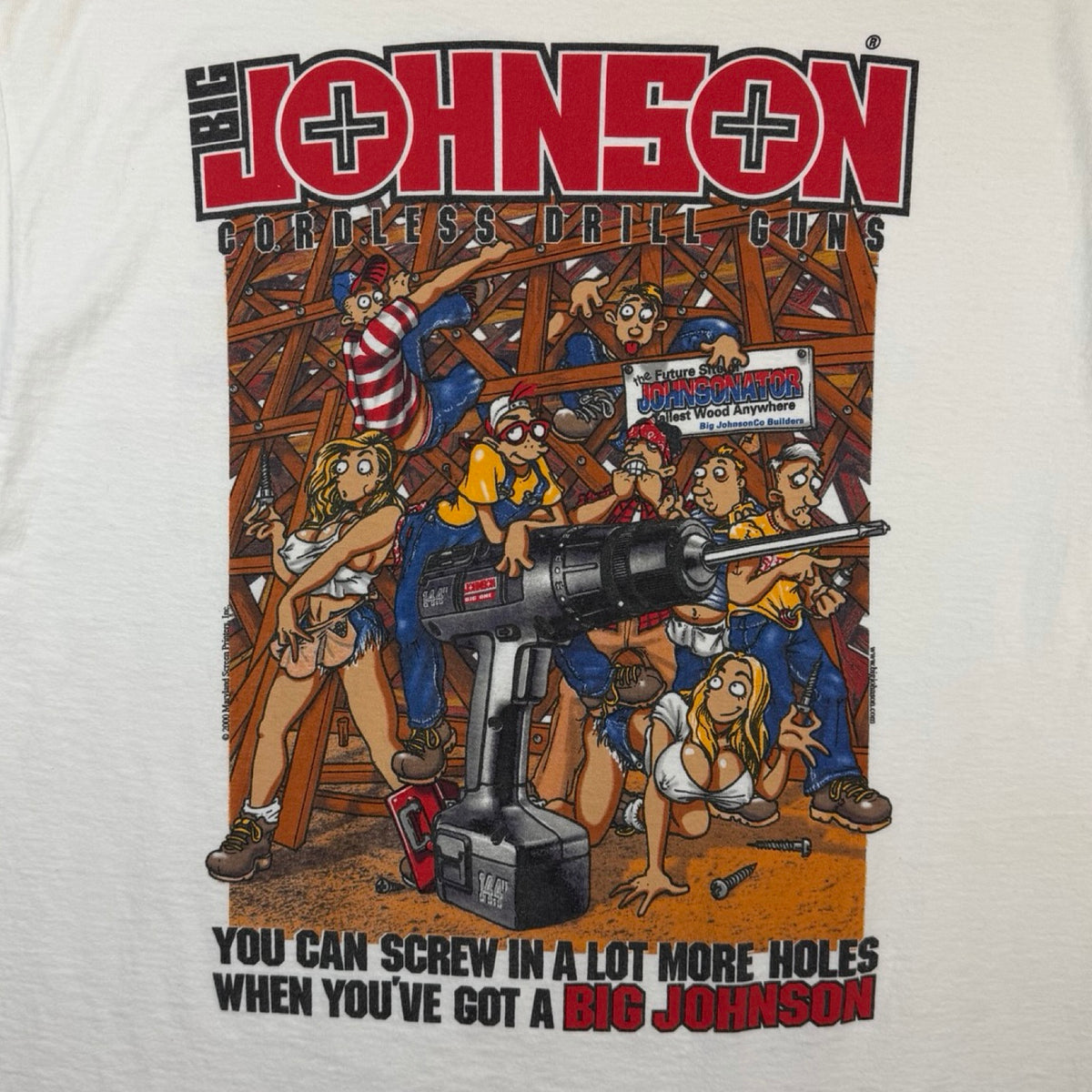 2000 Big Johnson Drill Guns T-Shirt White
