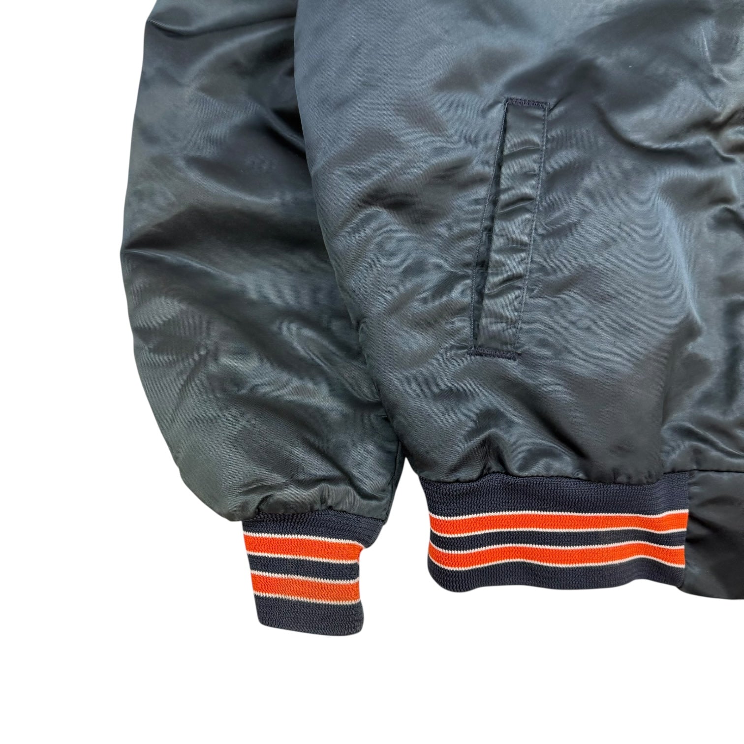 Vintage Chicago Bears Satin Bomber Jacket Black