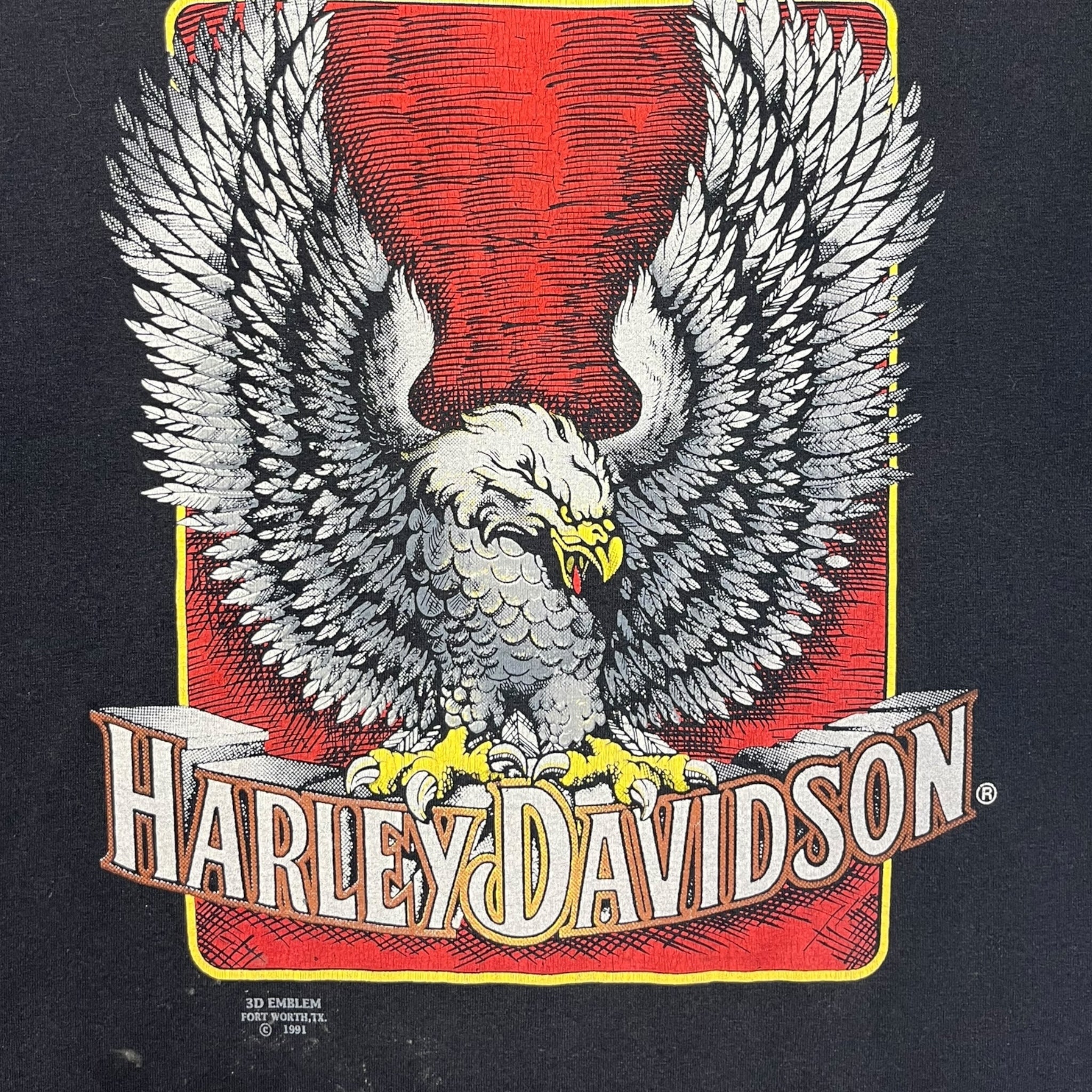1991 3D Emblem Flying Eagle Harley Davidson T-Shirt