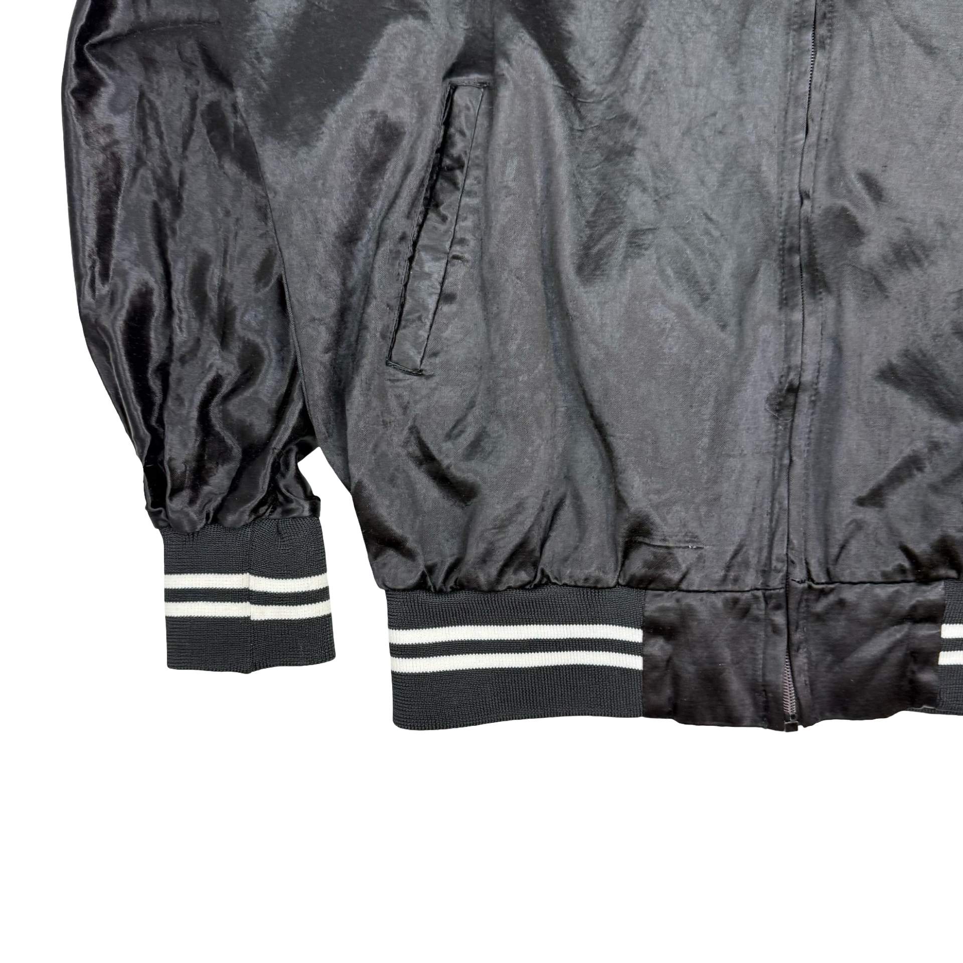 Vintage Harley Davidson Satin Bomber Jacket Black