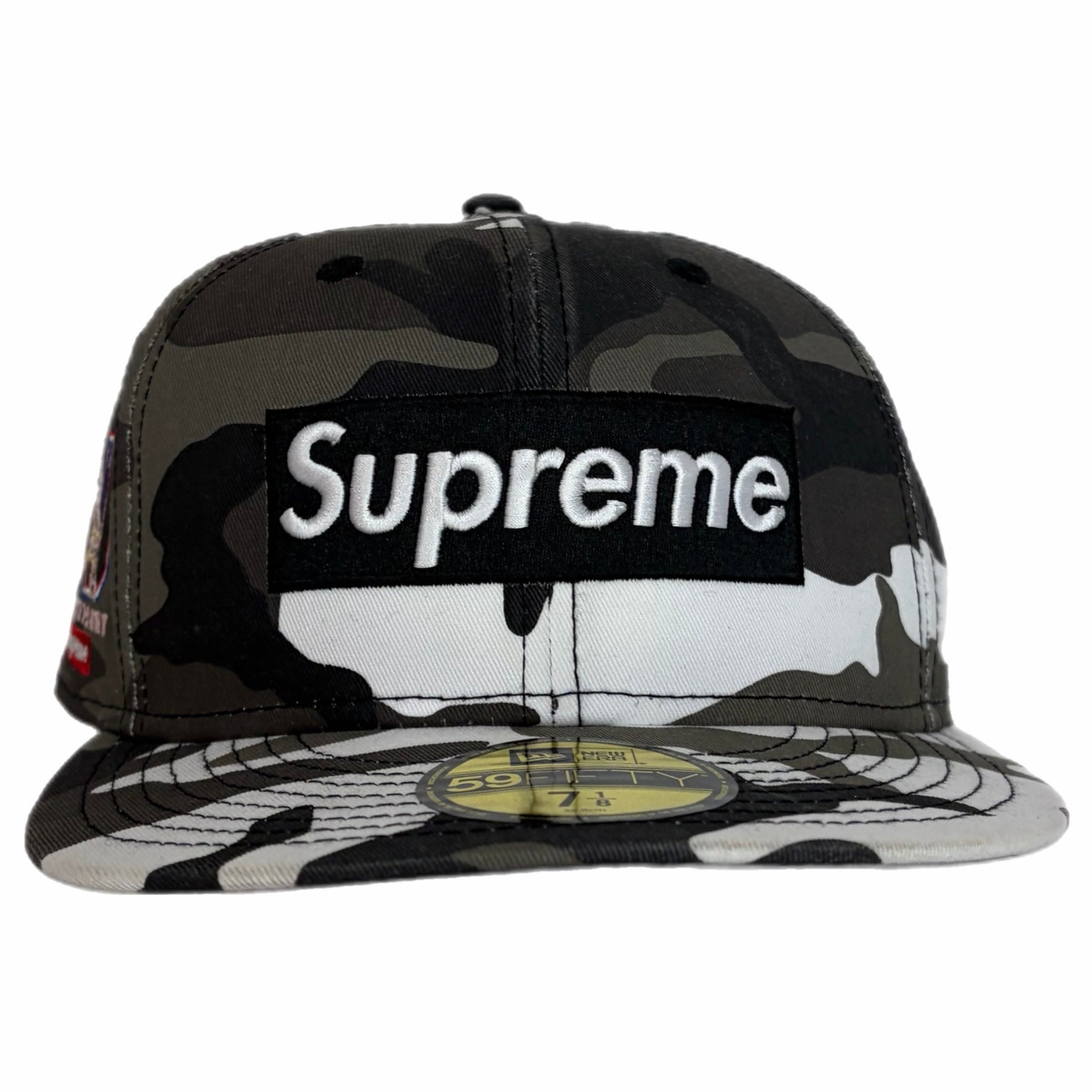 Supreme Paris 10 Year Anniversary Box Logo Snow Camo New Era Fitted Hat