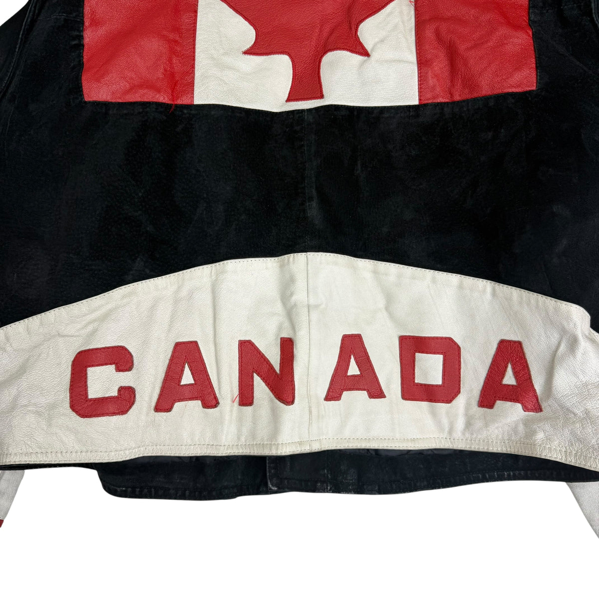 Vintage Pelle Cuir Canada Flag Rider Jacket Black