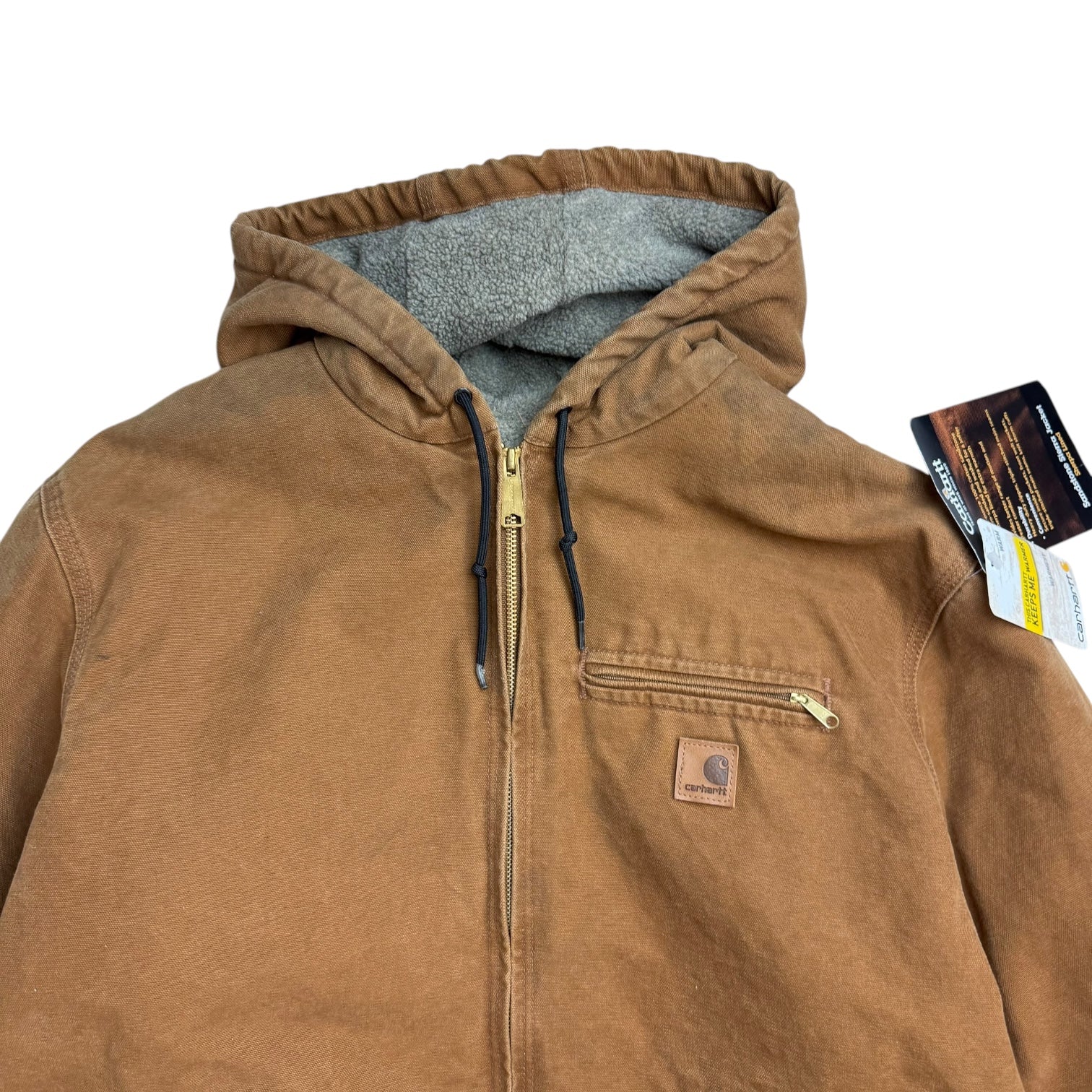 Vintage Carhartt Hooded Fleece Line Detroit Jacket Tan