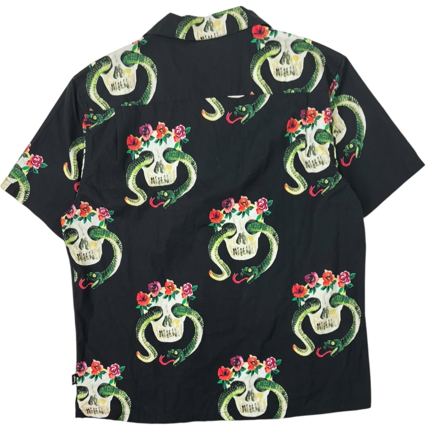 Stussy Skull & Snake Button-Up T-Shirt Black