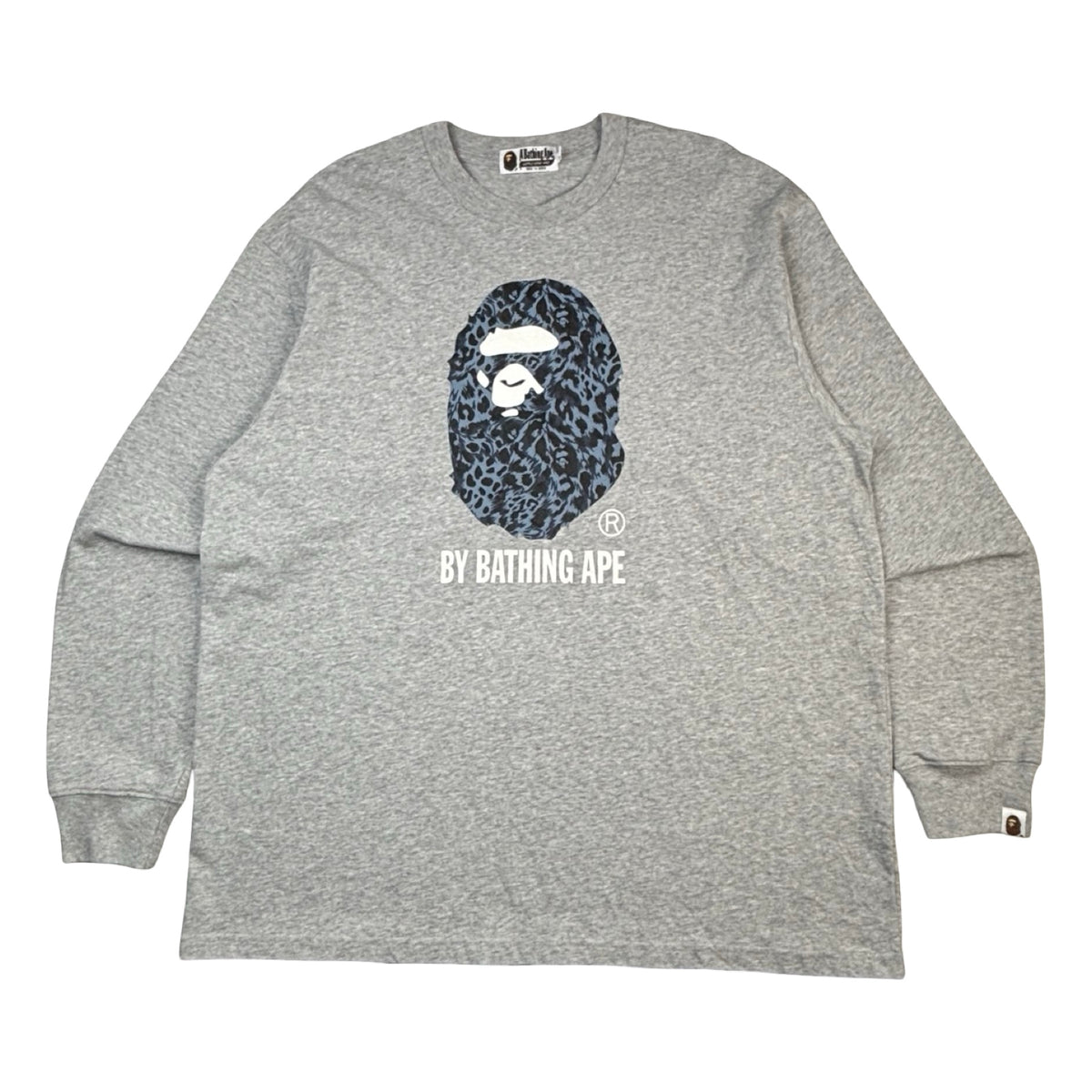 BAPE Wild Leopard Pattern Ape Head L/S Shirt Grey