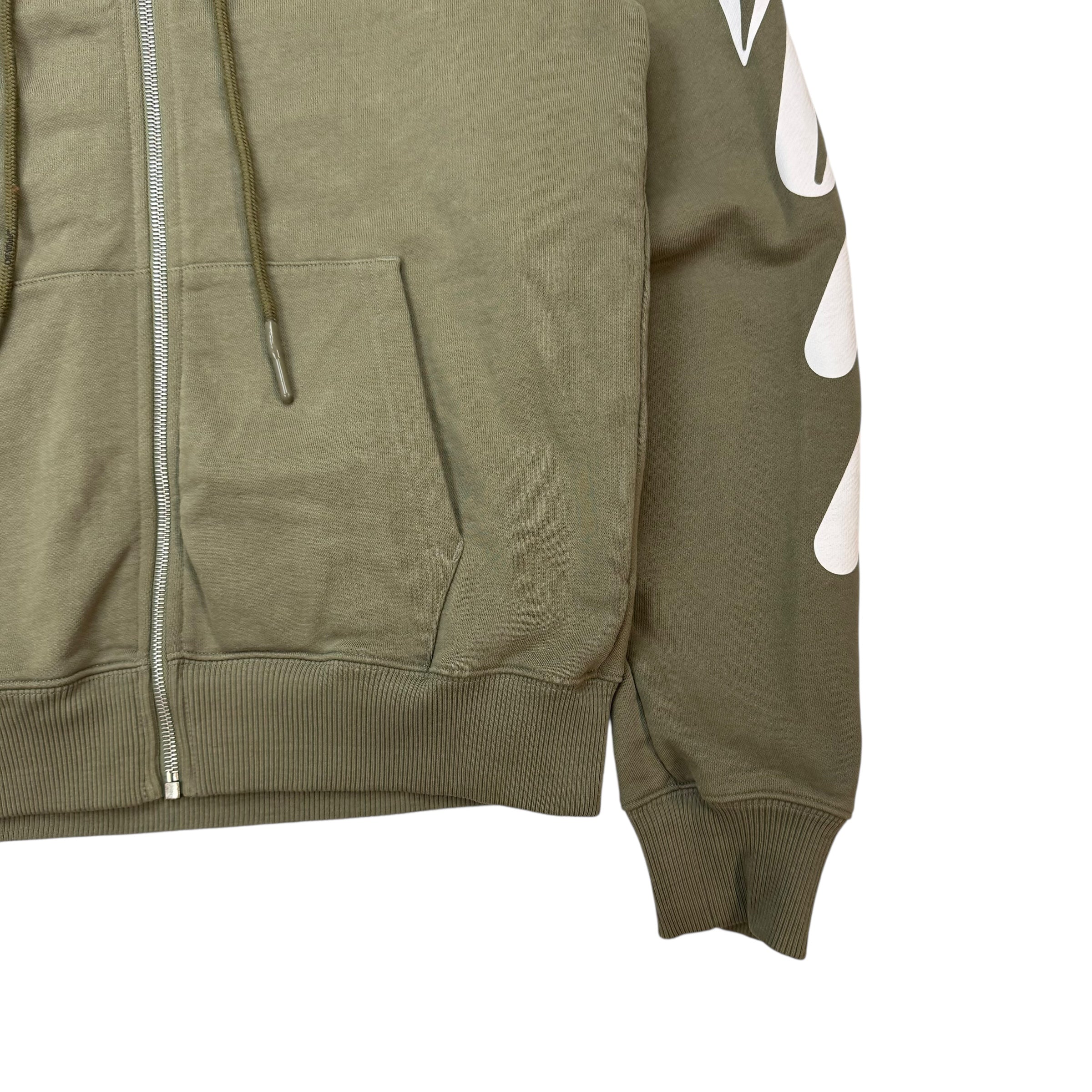 Off-White Wave Diagonal Zip Up Sweater Green