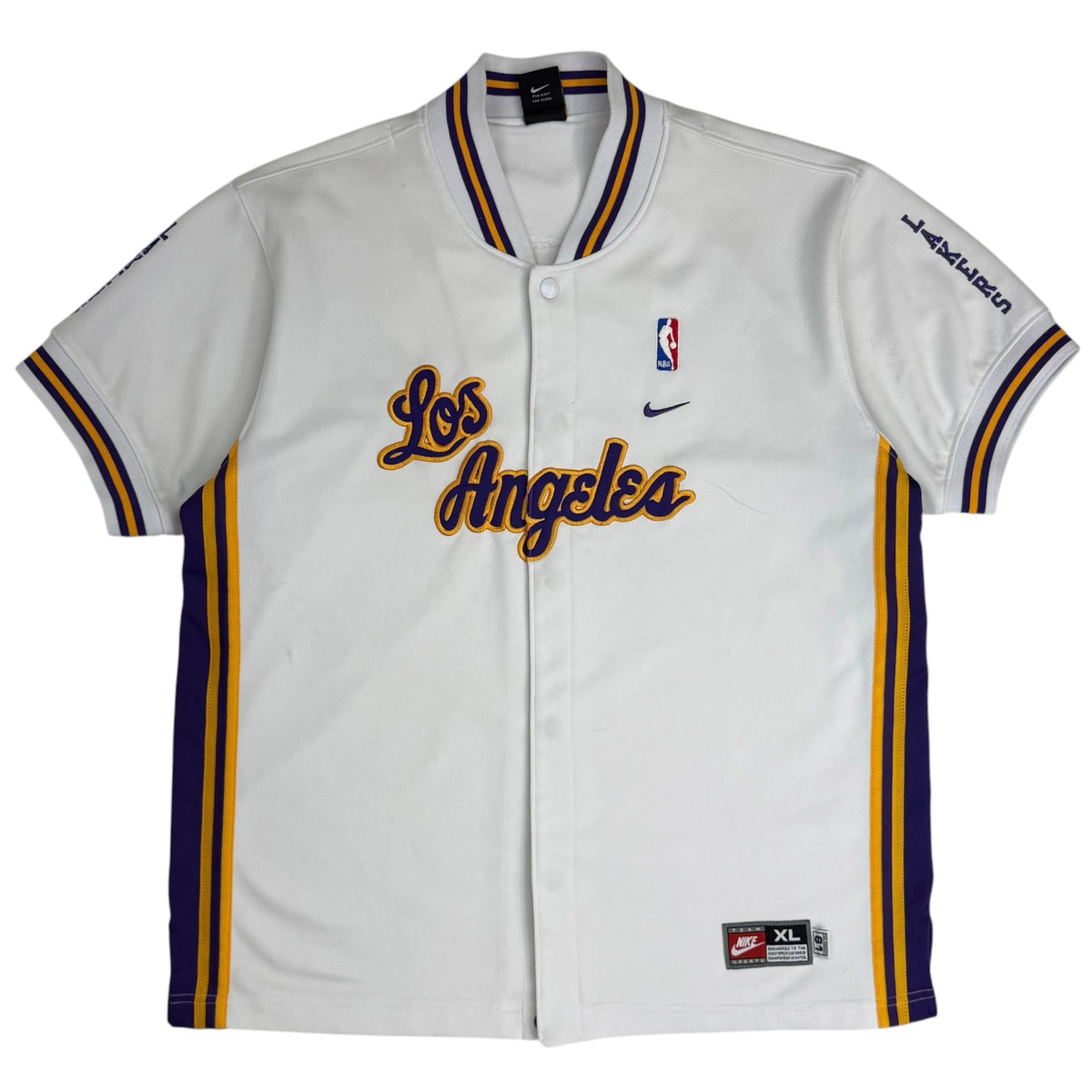 Vintage Nike Los Angeles Lakers Snap Button Shootaround Jersey White