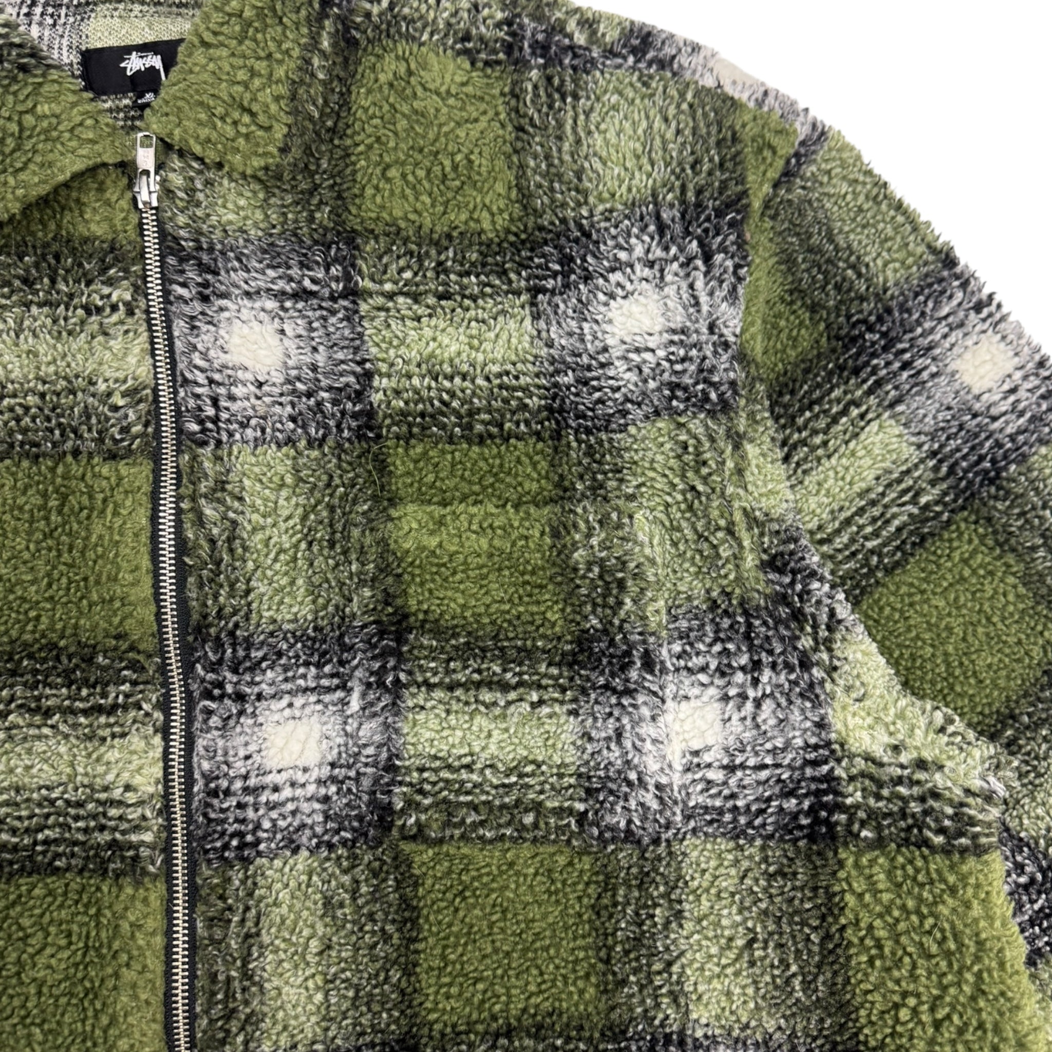 Stussy Shadow Plaid Sherpa Zip