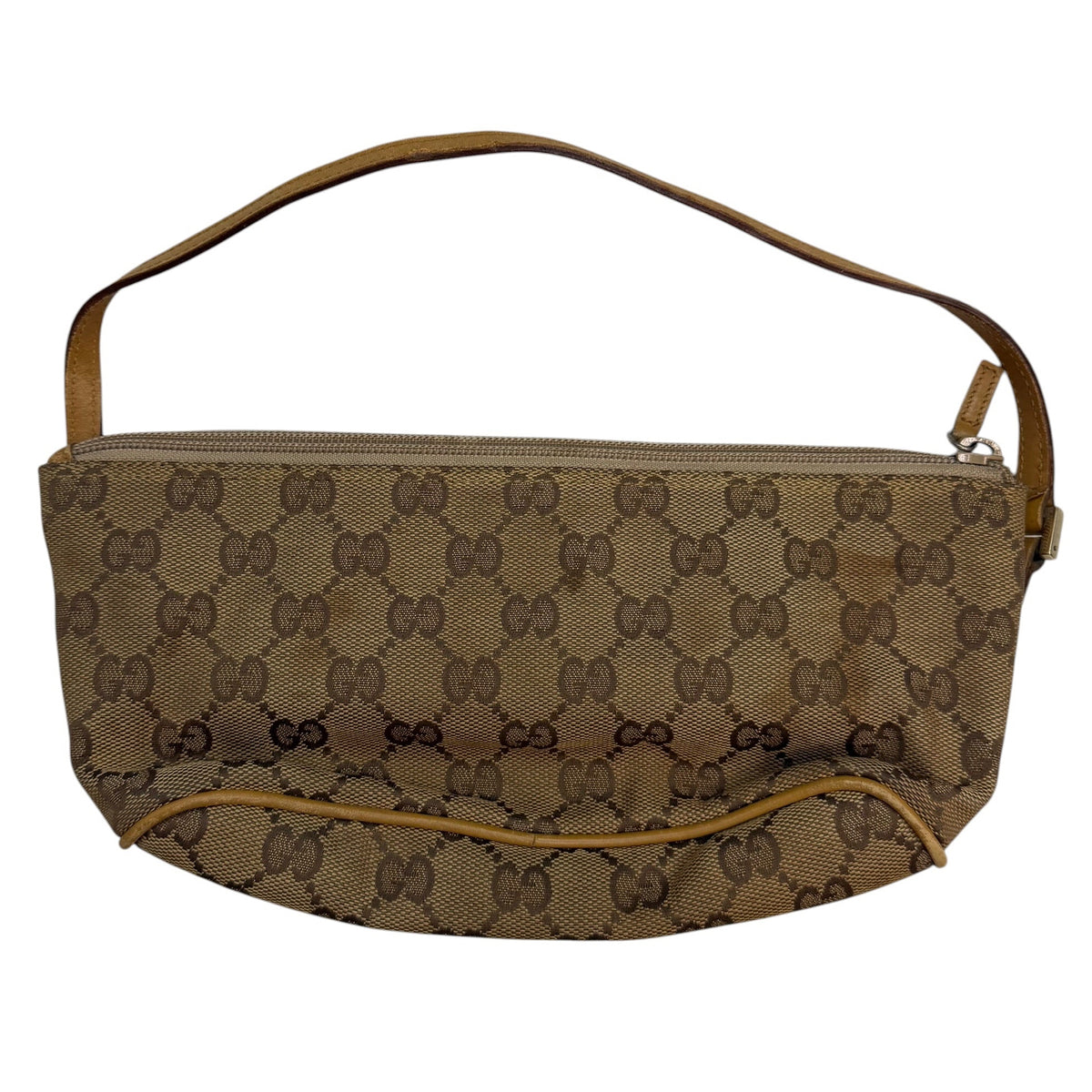 (W) Vintage Y2K Gucci GG Canvas Boat Pouchette Beige