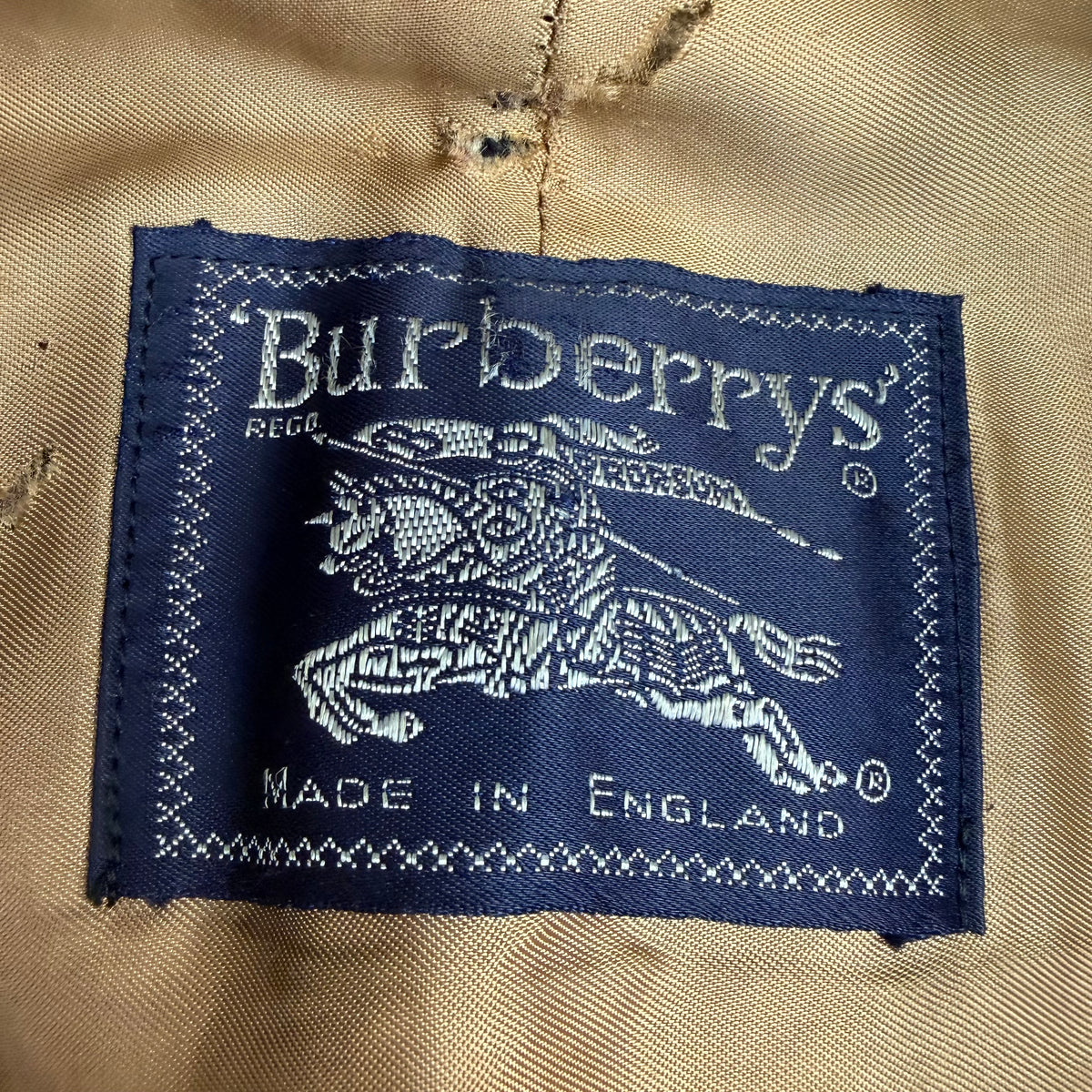 Vintage Burberrys Wool Lined Nova Check Pattern Trench Coat Olive Green