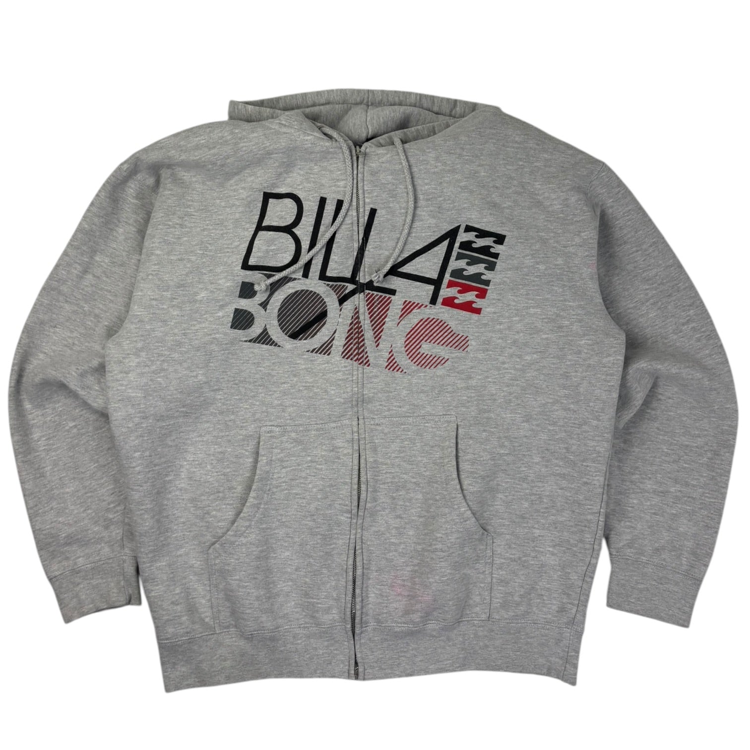 Vintage Y2K Billabong Logo Full-Zip Hoodie Grey