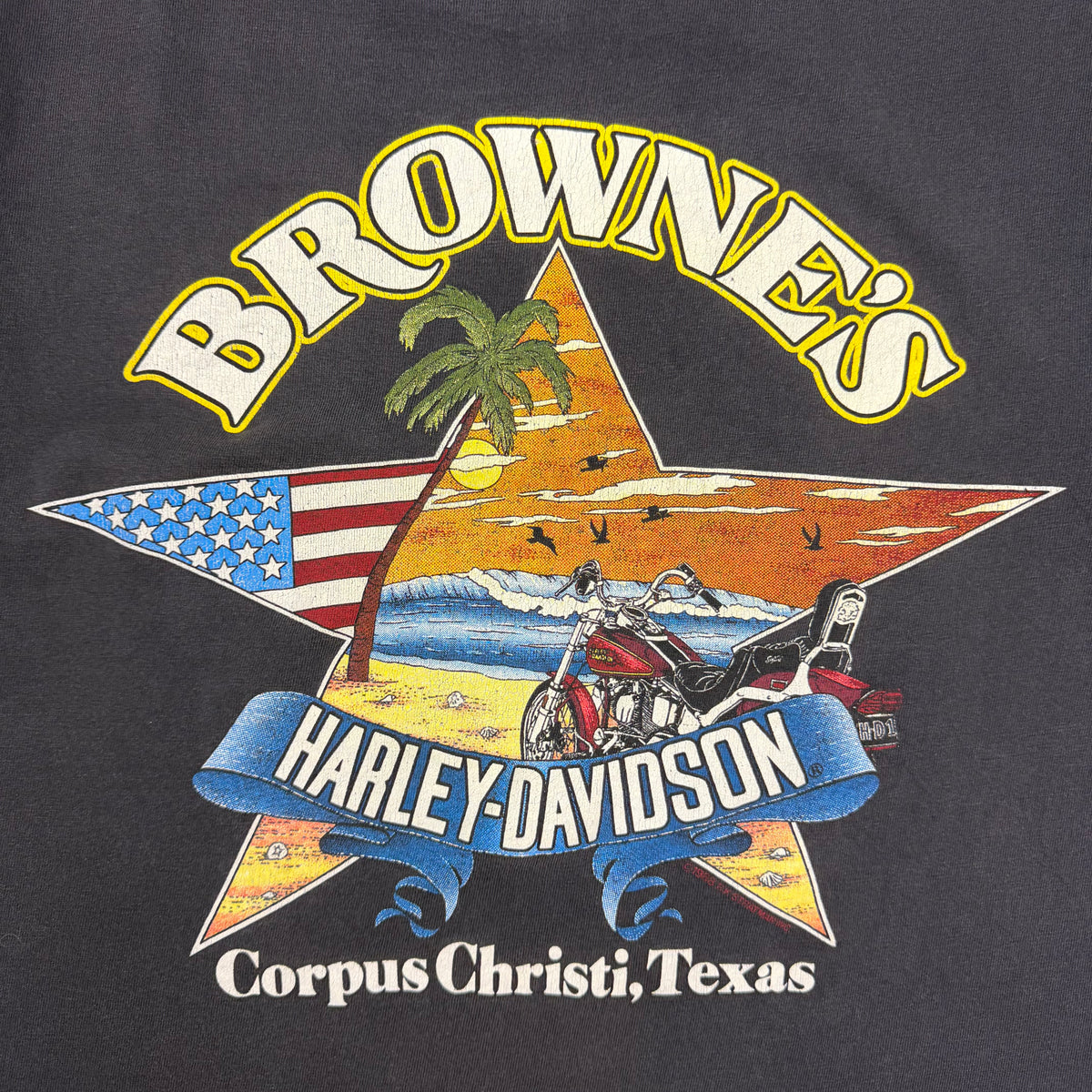 Vintage Harley Davidson Corpus Christi Eagle Tee Black