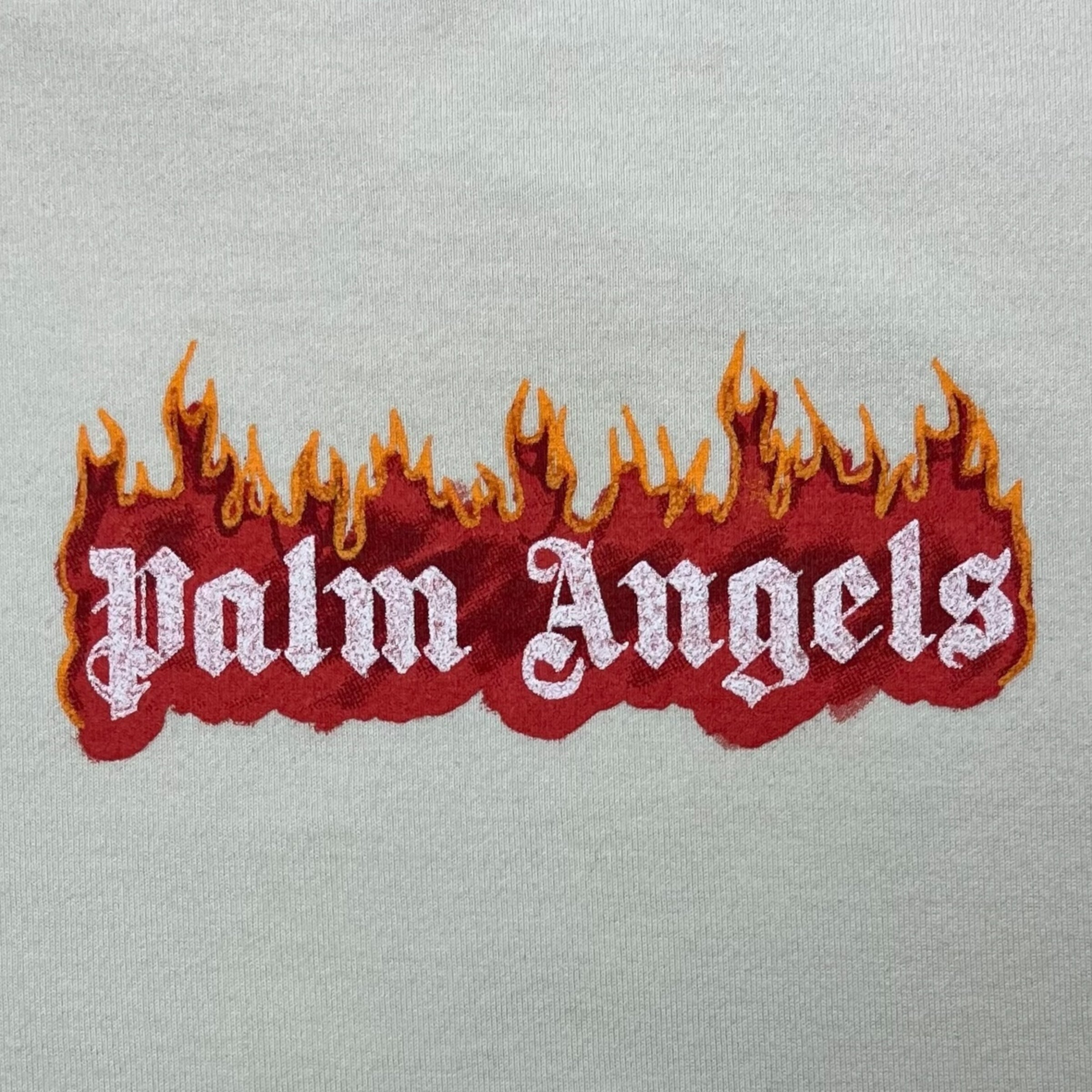 Palm Angels Flame Logo Long Sleeve Tee White