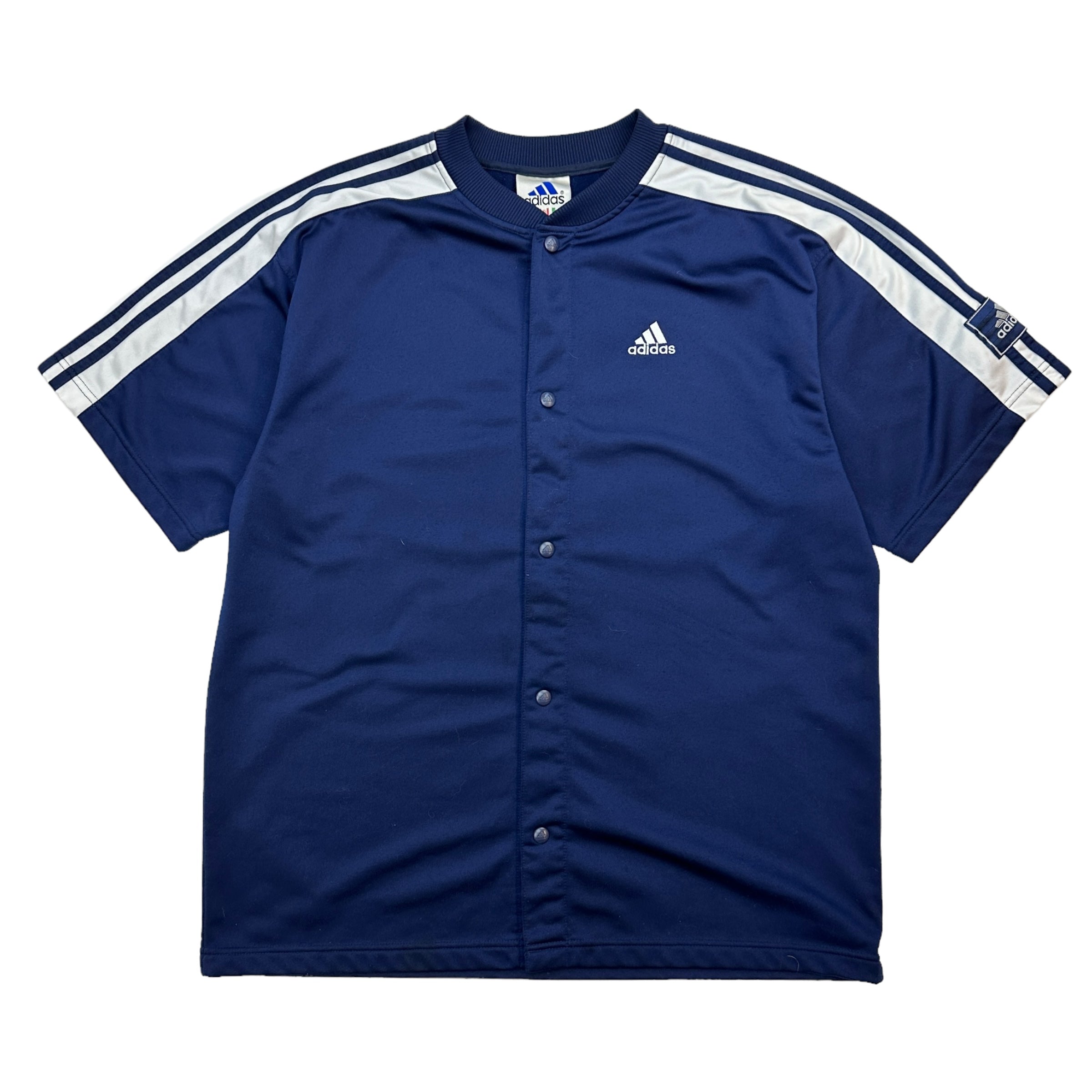 Y2K Vintage Adidas Full Button Jersey Navy