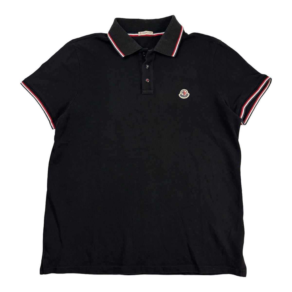 Moncler Logo Patch Tricolour Polo-Shirt Black
