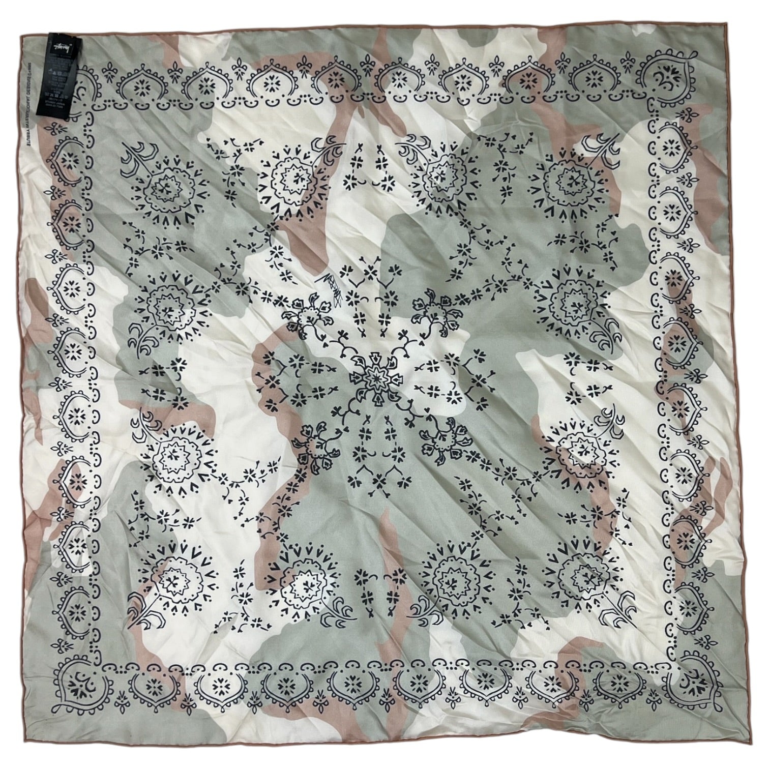Stussy Silk Bandana Camo Pattern Olive Green