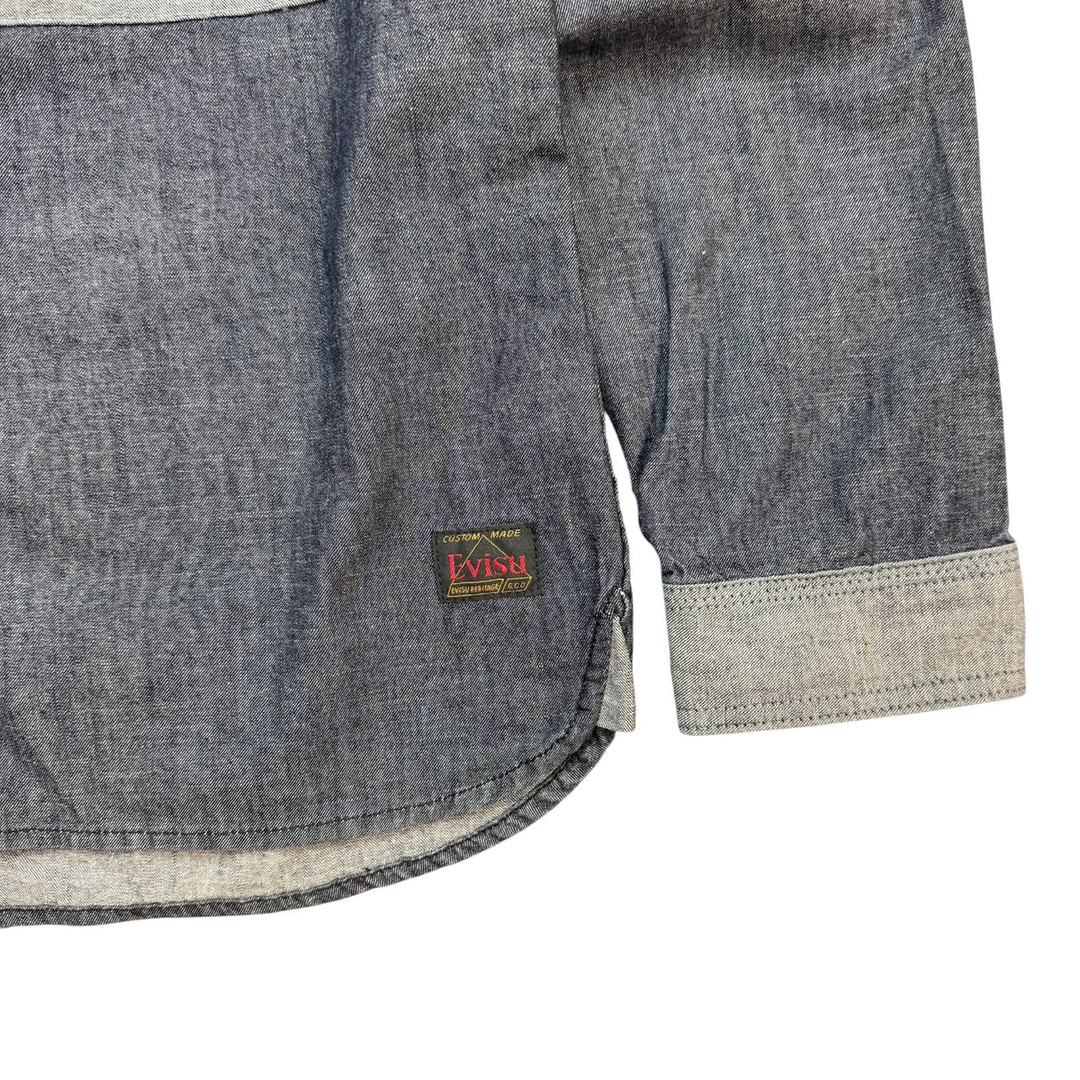 Evisu Denim Utility Button Up Shirt Dark Wash