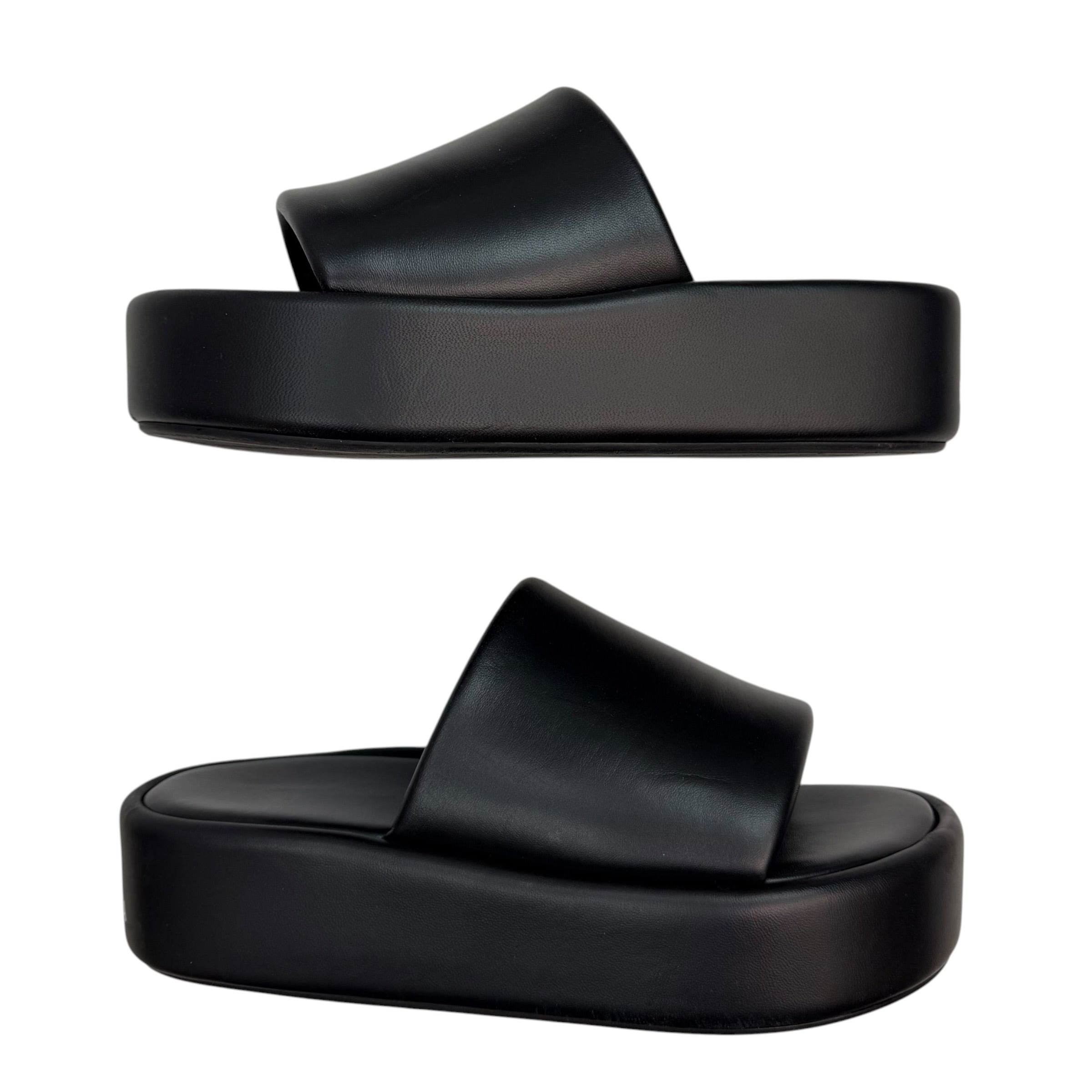 (W) Balenciaga Smooth Nappa Rise Platform Sandals Black