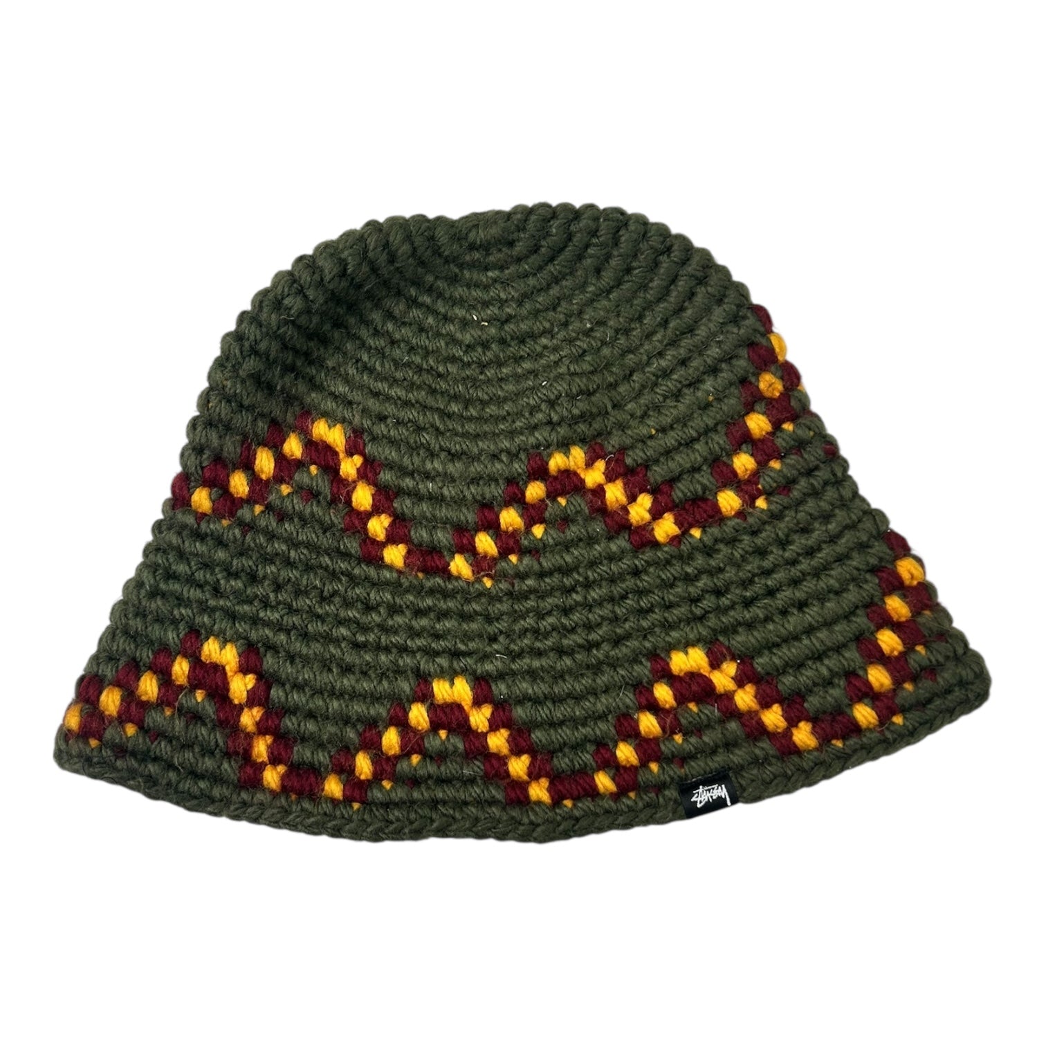 Stussy Striped Knit Bucket Hat Army Green
