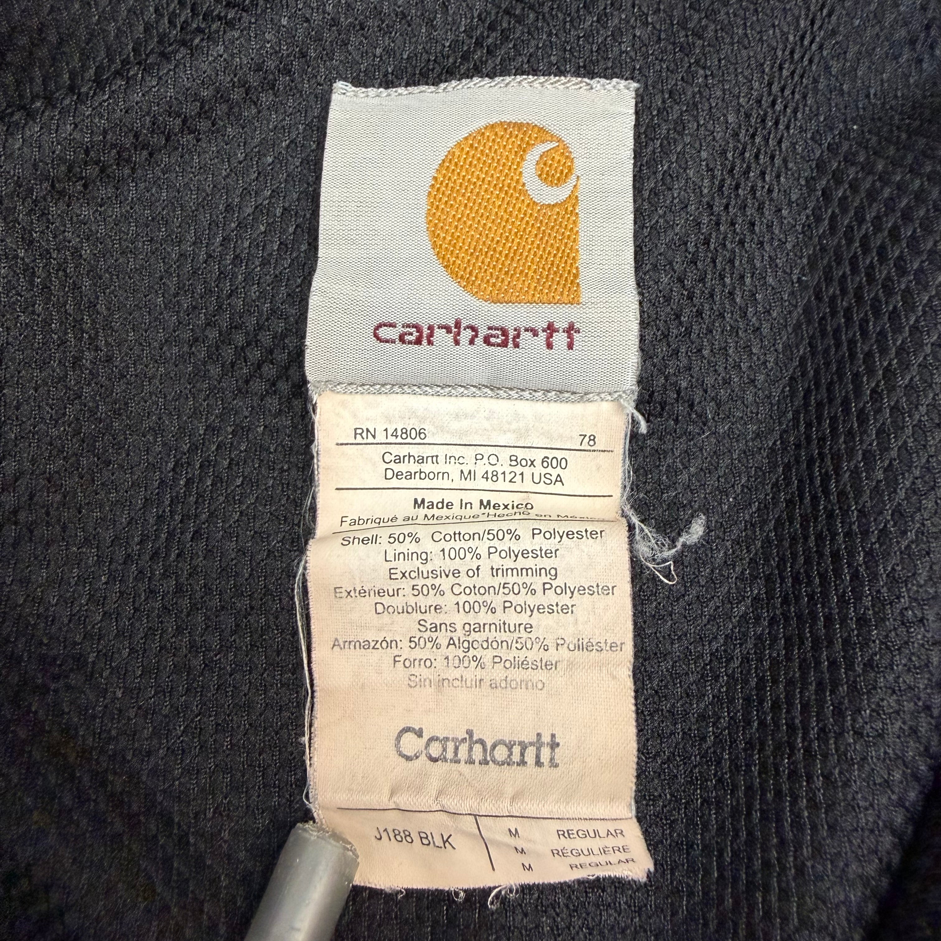Vintage Carhartt Thermal Lined Zip Mock Sweatshirt Black