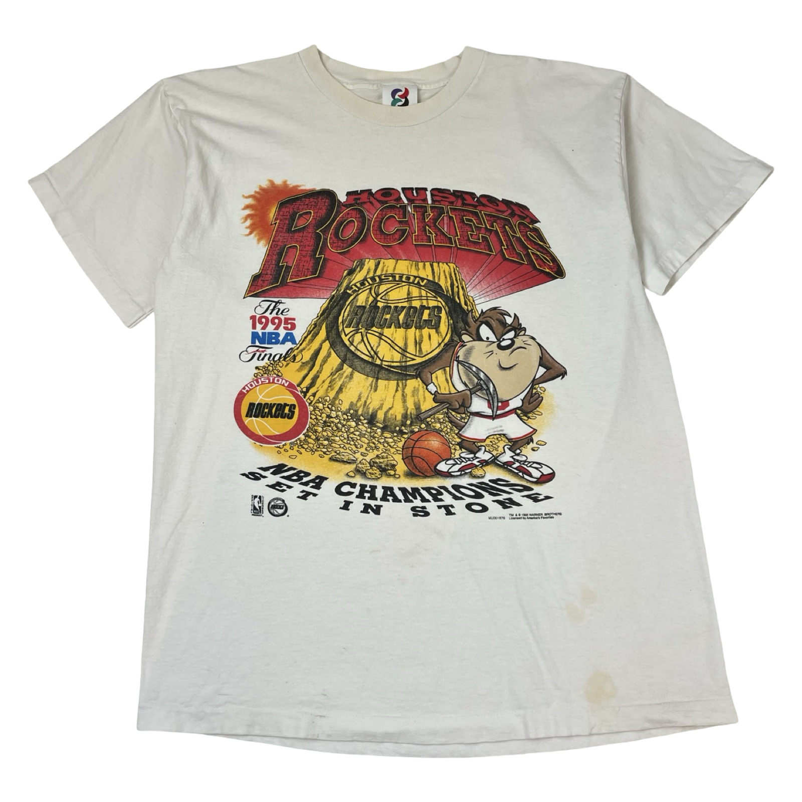 1995 Vintage Houston Rockets Set In Stone NBA Champions T-Shirt
