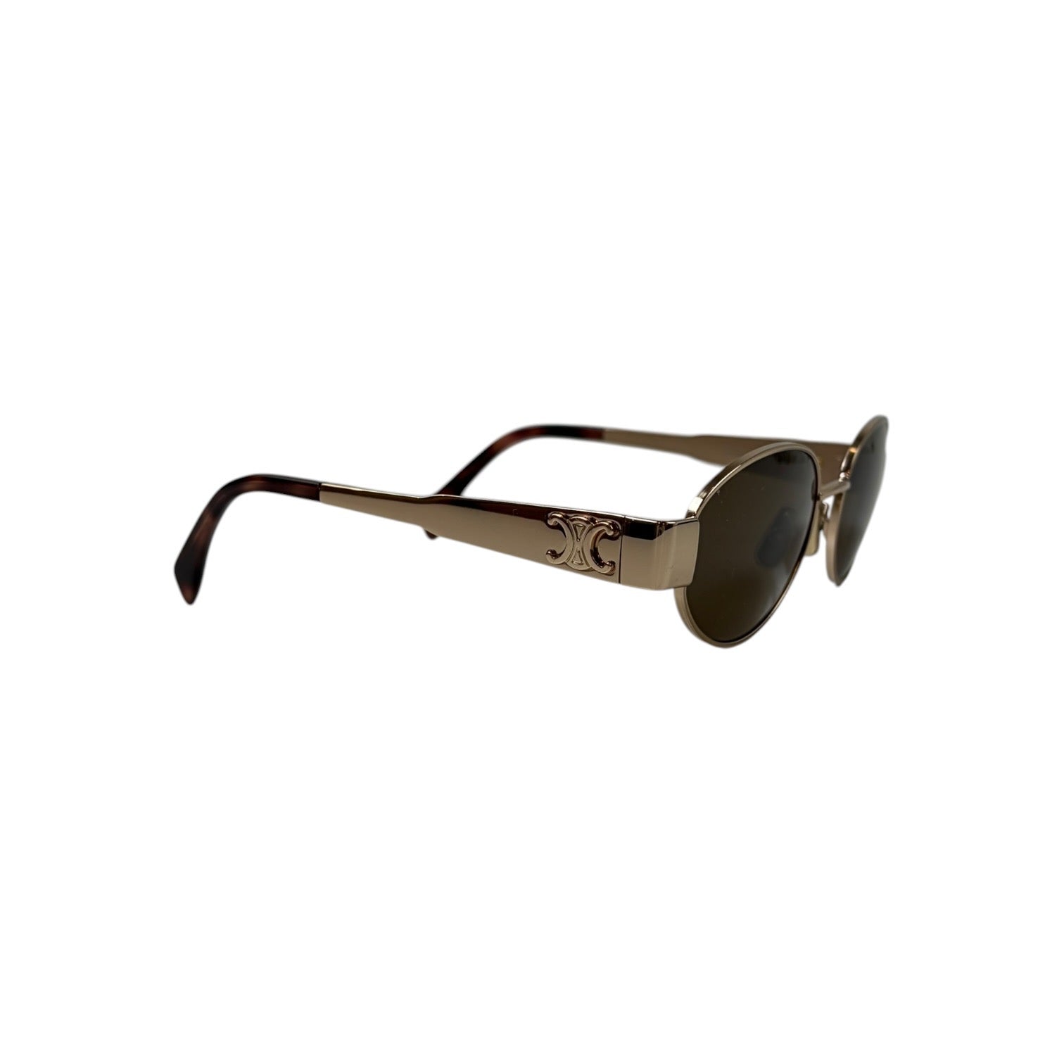 (W) Celine Round Lens Sunglasses Gold
