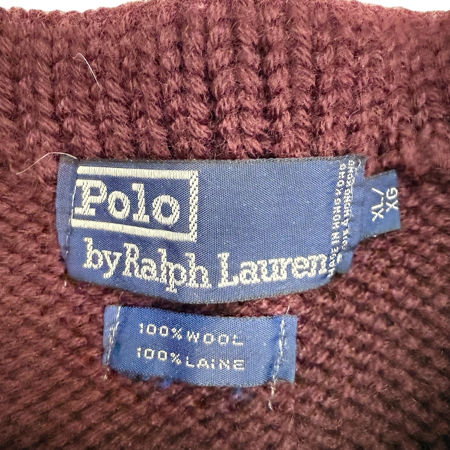 Vintage Polo Ralph Lauren Wool Knit Sweater Maroon