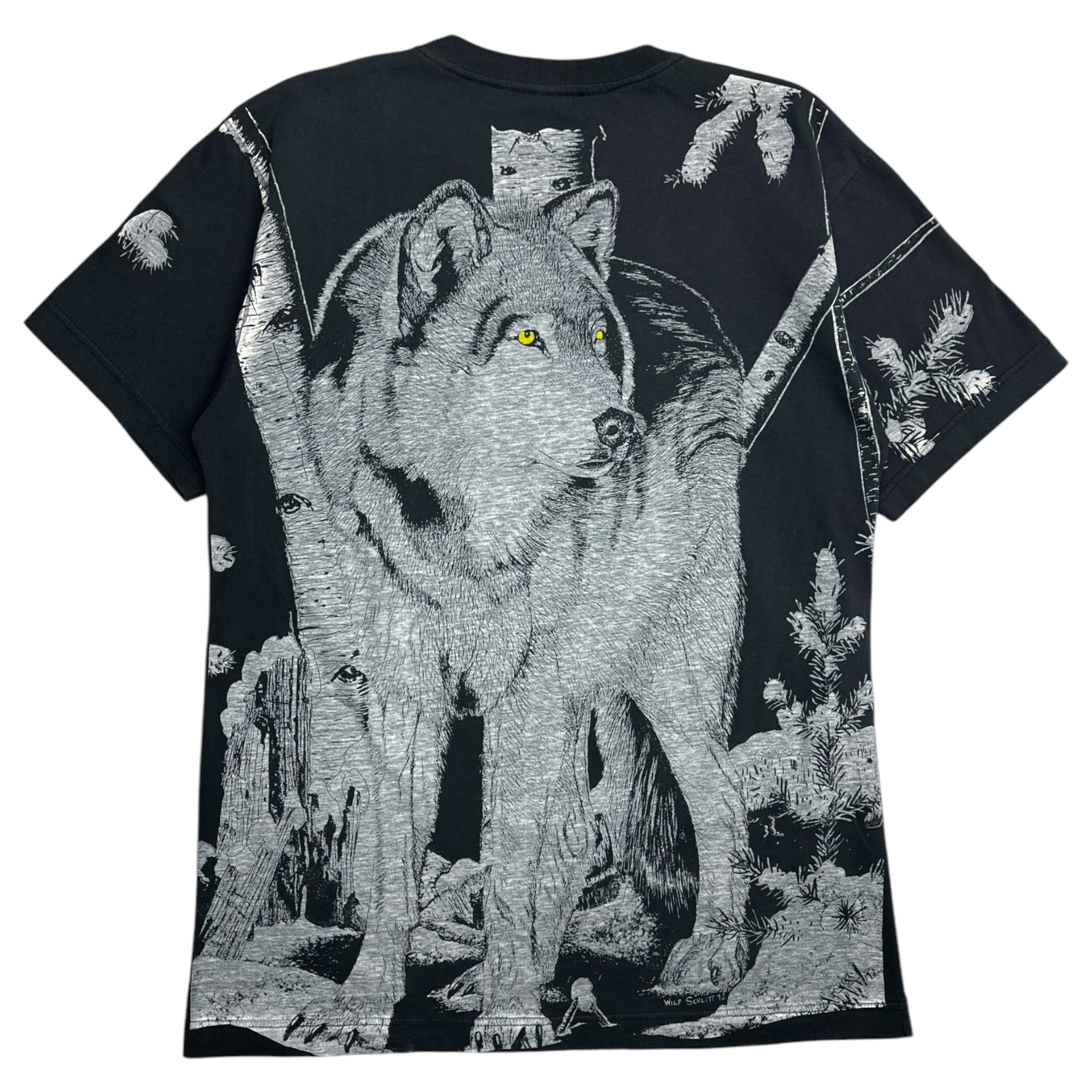 Vintage Wolf In The Woods All Over Print T-Shirt