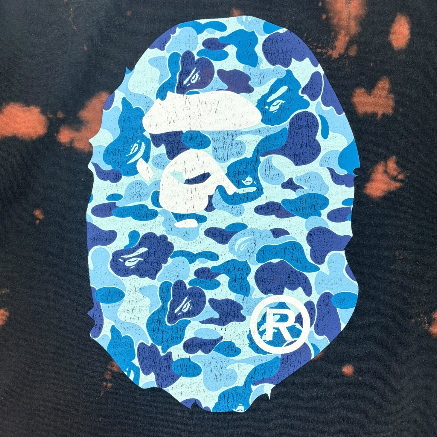 BAPE ABC Camo Big Head Bleached T-Shirt Black