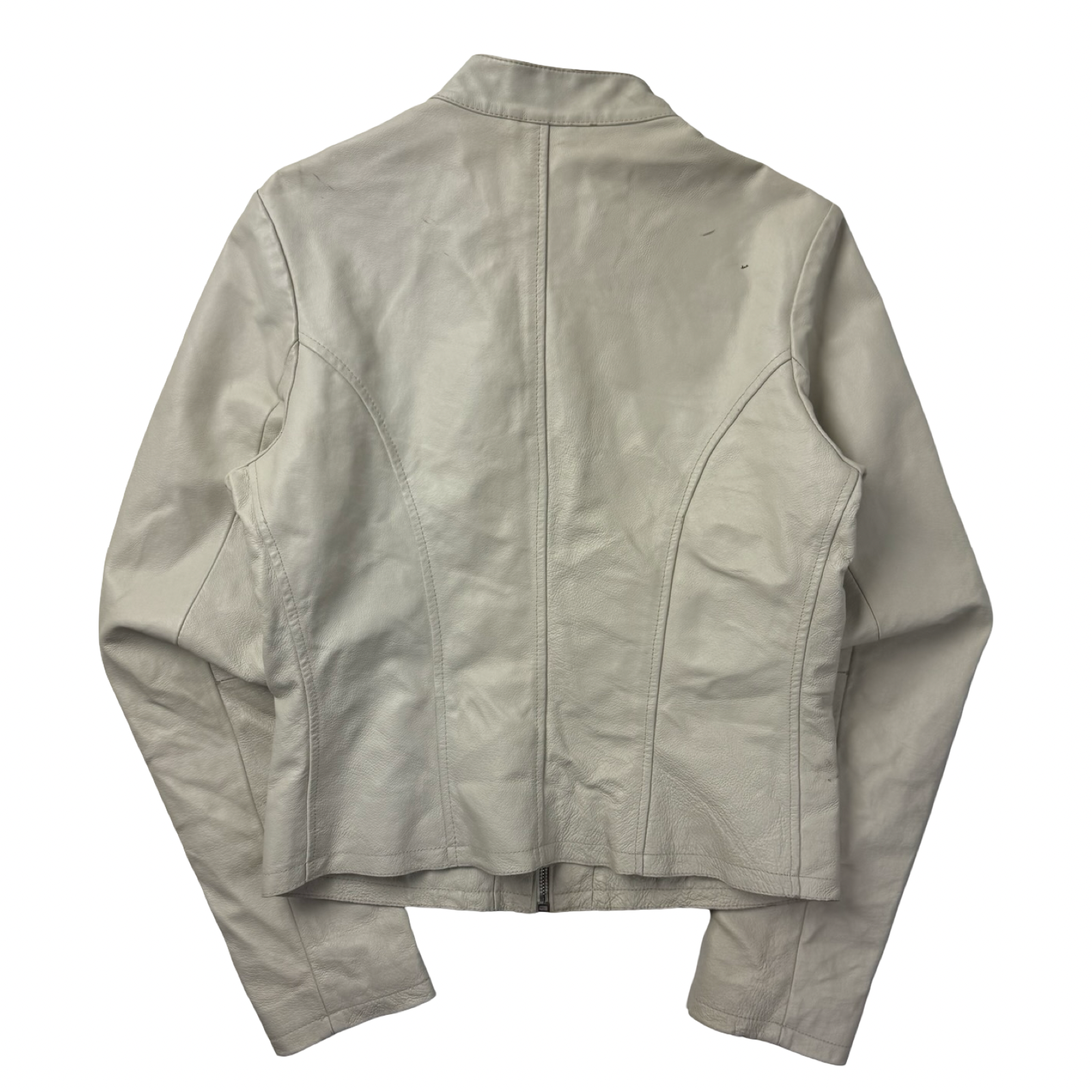 (W) Vintage Le Chateaux Ribbed White Leather Jacket