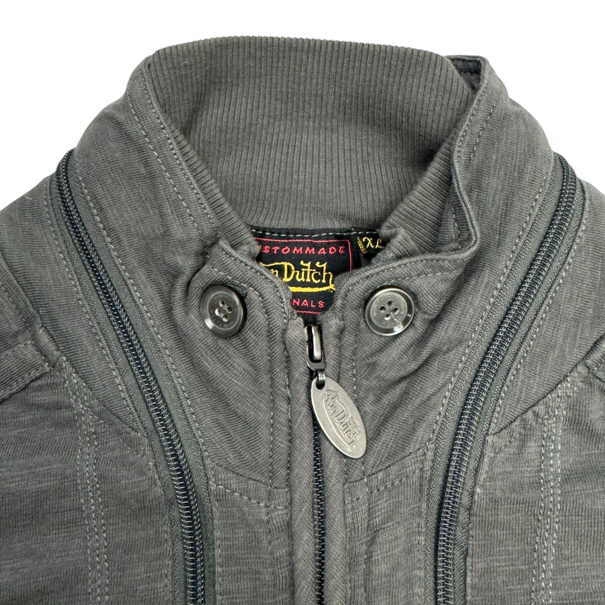 Y2K Von Dutch Zip Up Sweatshirt Grey