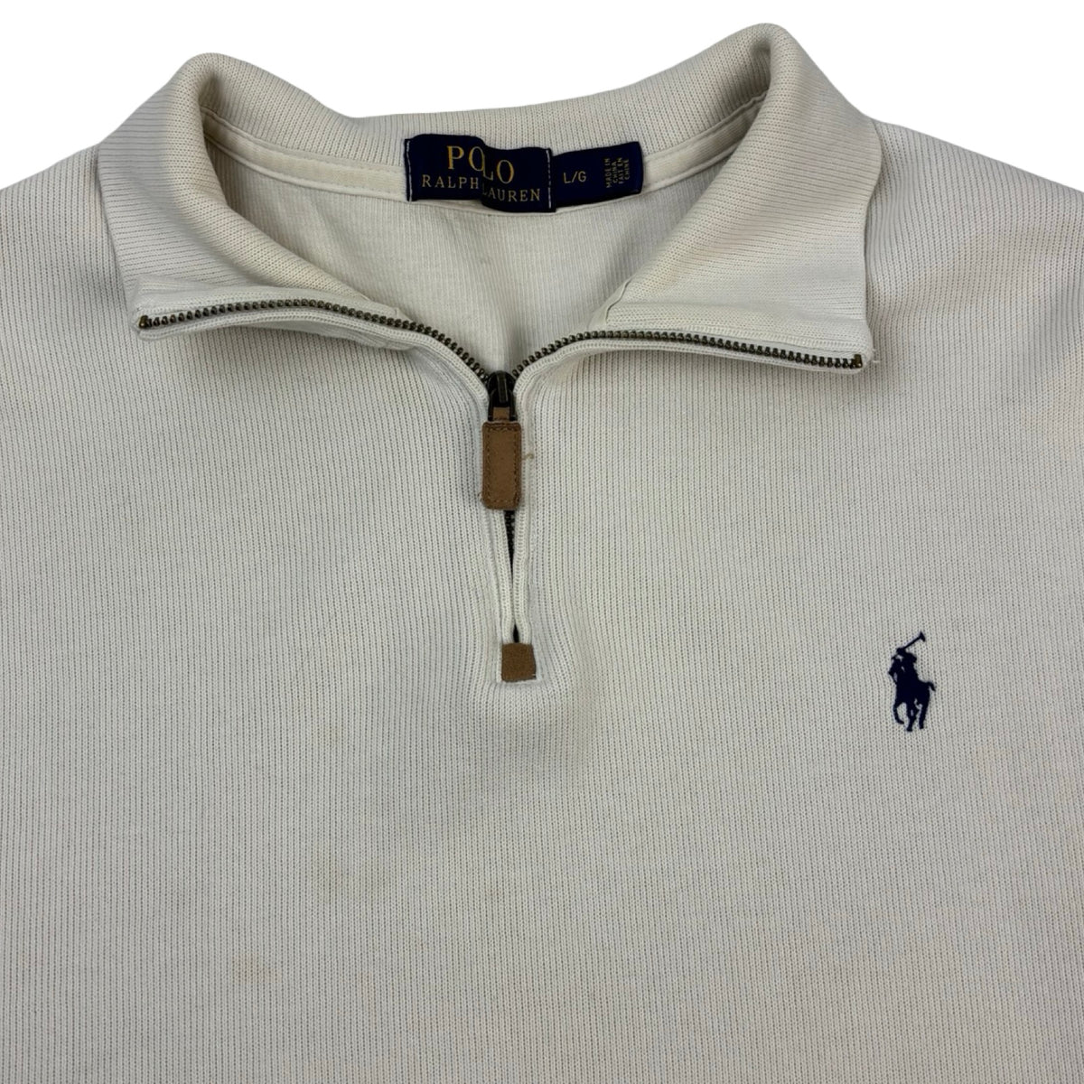 Vintage Polo Ralph Lauren Open Hem 1/4 Zip Egg Shell