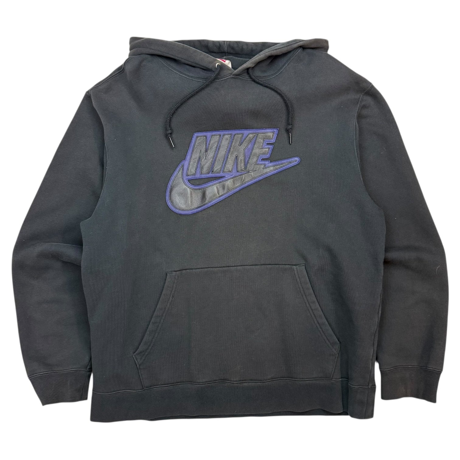 Supreme Nike Leather Applique Hoodie Black