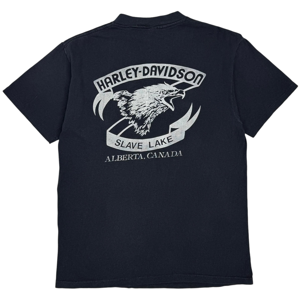 1983 Harley Davidson Eagle Slave Lake Tee Faded Black