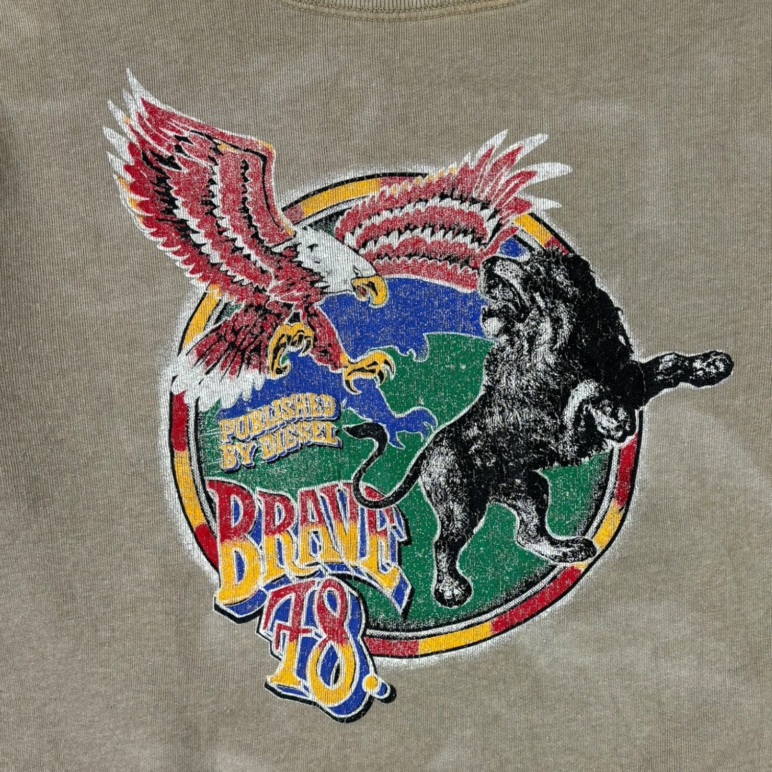 Diesel “Brave 78” Eagle Crewneck Tan