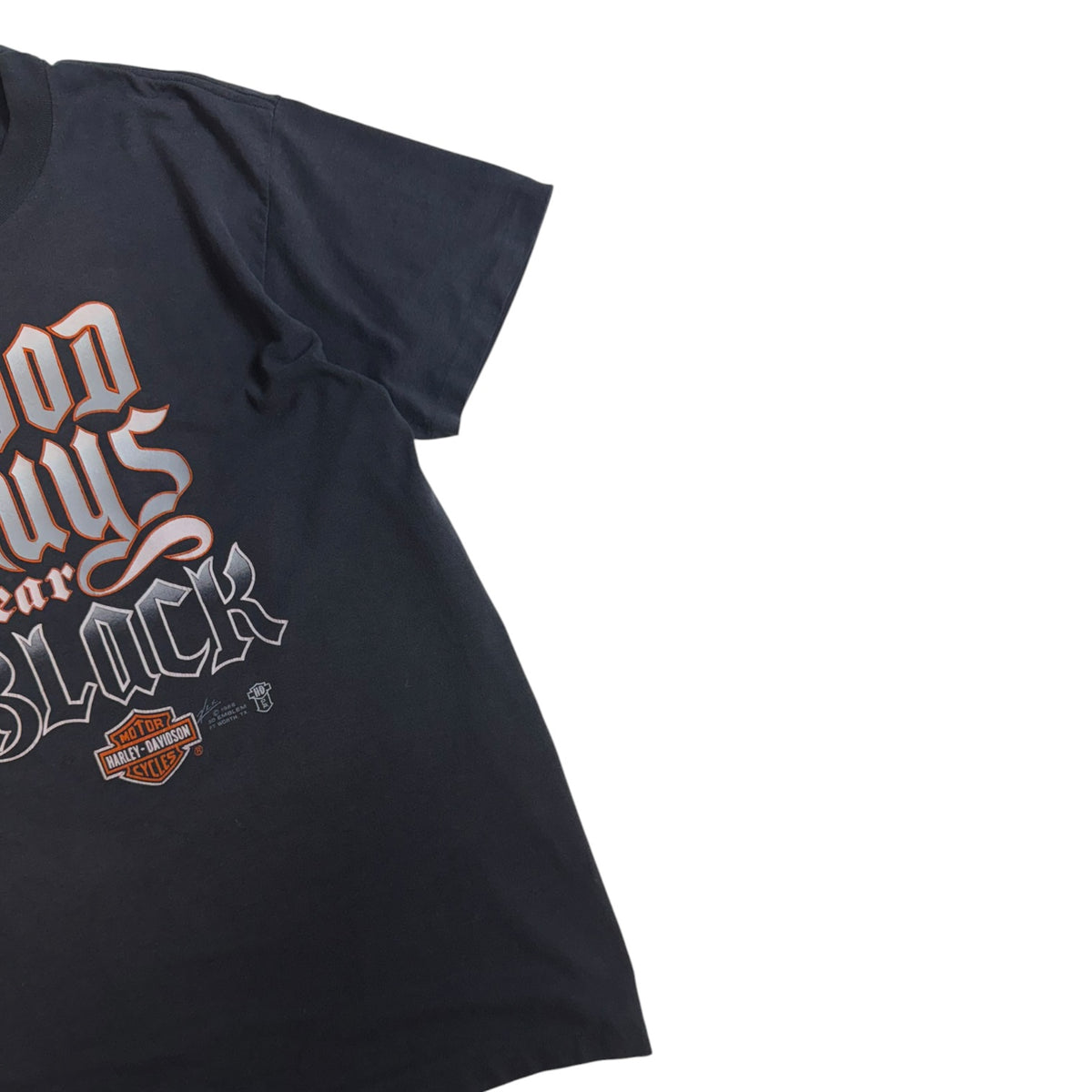 Harley Davidson Good Guys Wear Black 1986 3D Emblem T-Shirt