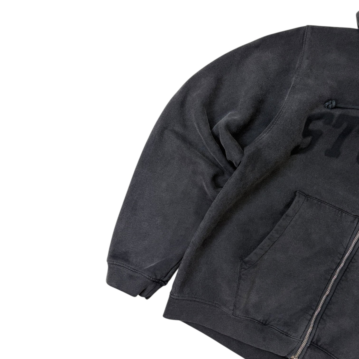 Stussy Faded Graphic Zip Hoodie Washed Black