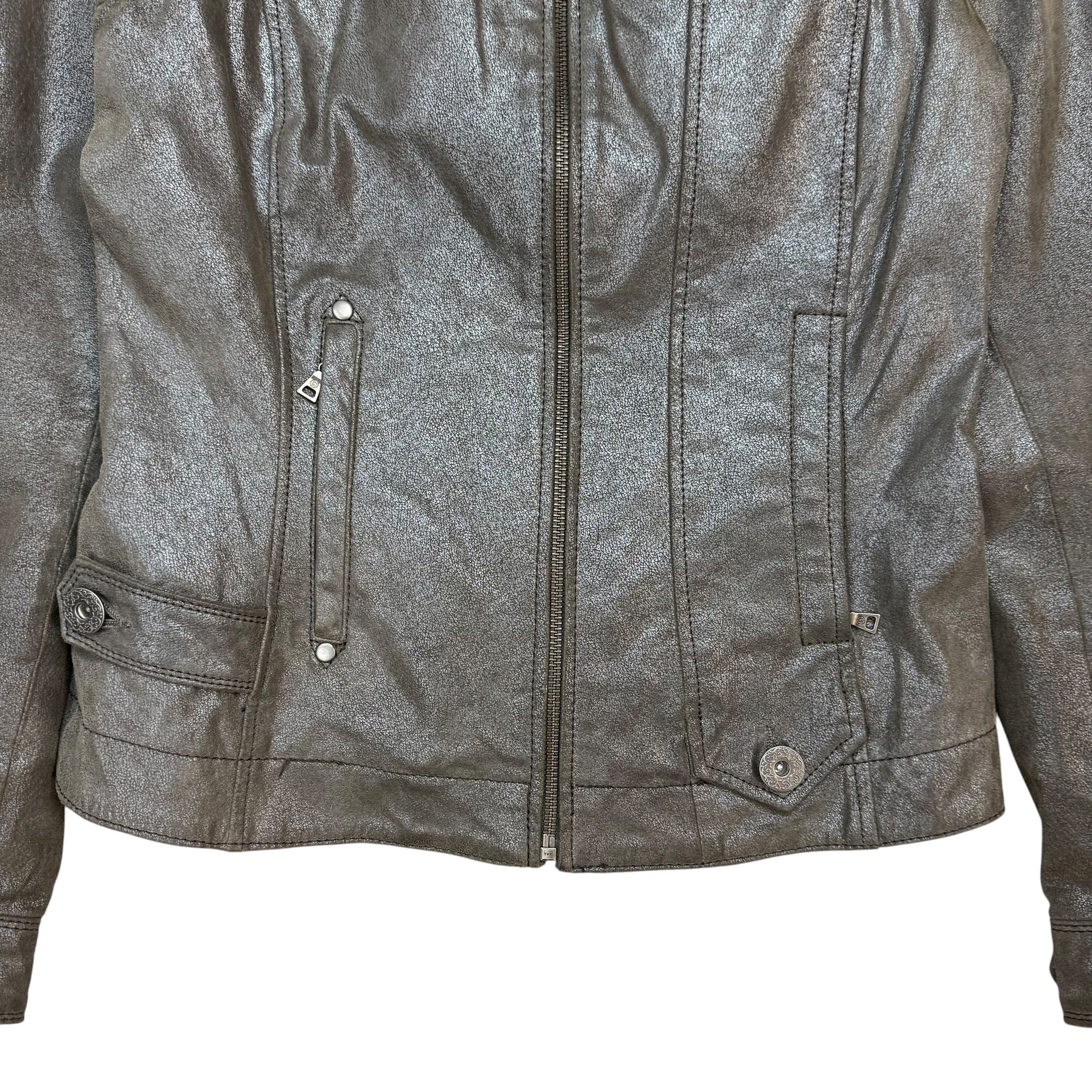 (W) Vintage Danier Leather Jacket Metallic Grey