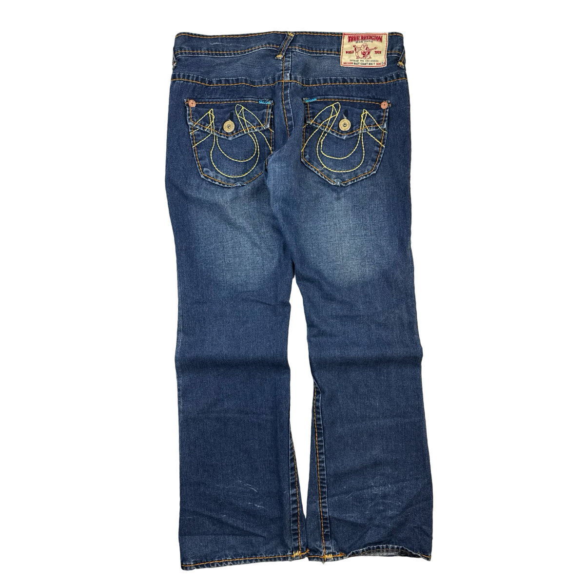 Y2K True Religion Sketch Embroider Denim Bottoms Dark Blue