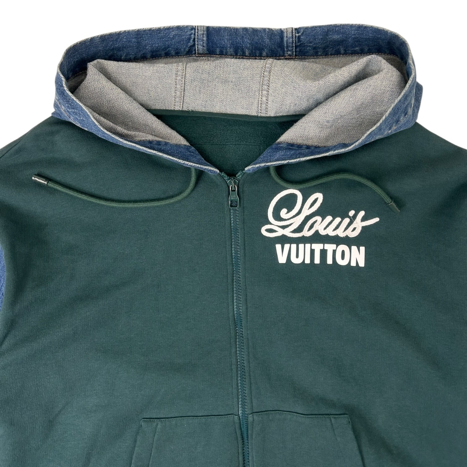 Louis Vuitton Denim Panel Hooded Jacket Green/Blue